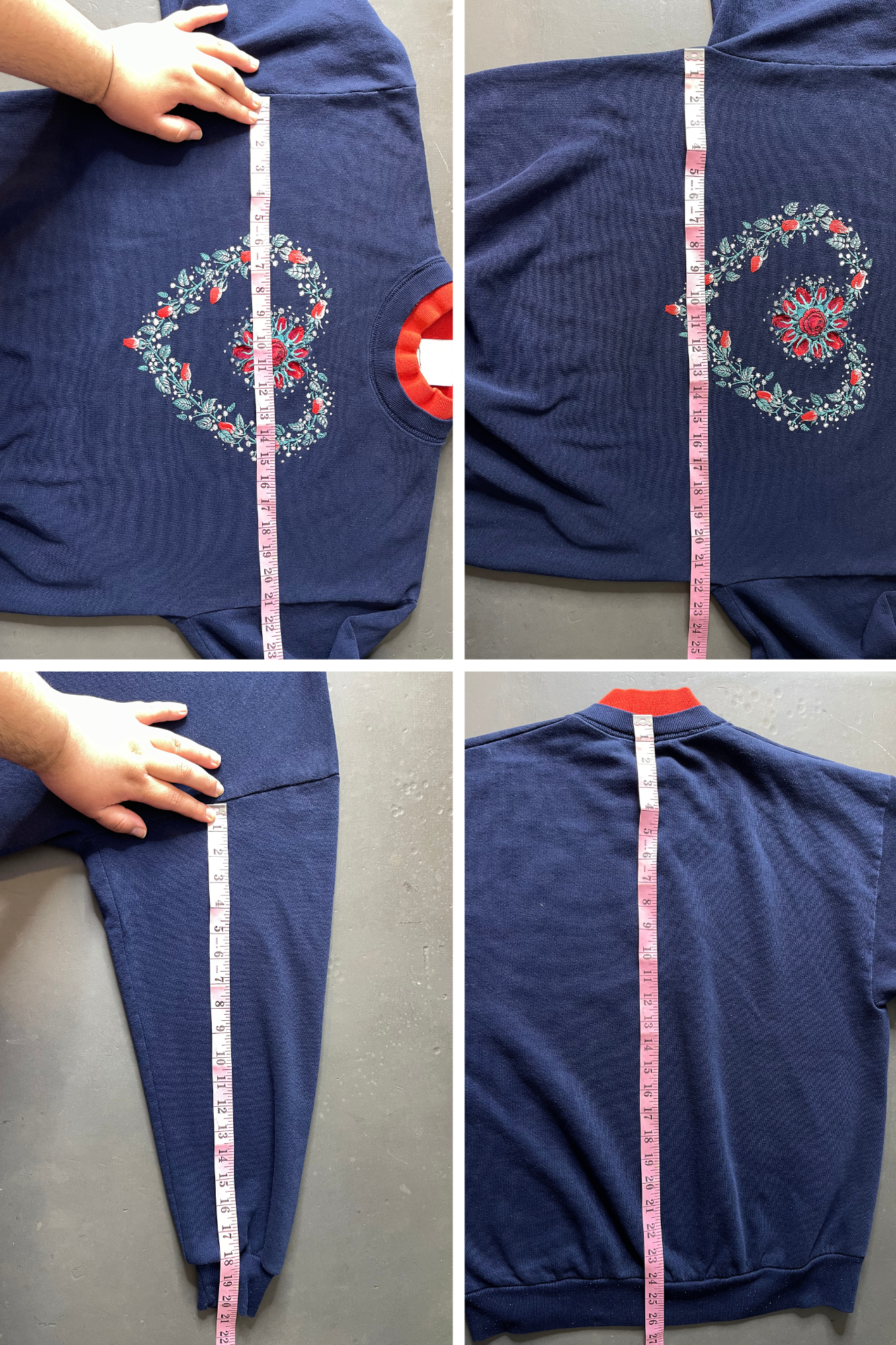 90s Winter Rose Emboridered Crewneck Sweater Sz L