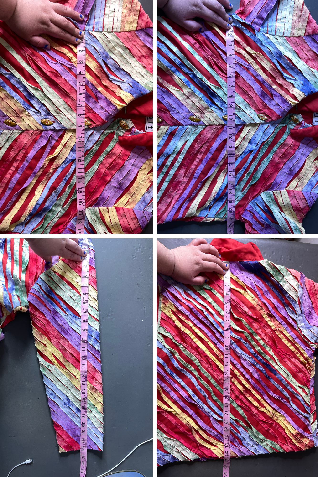 Vintage Distressed Rainbow Tie-dye Light Weight Jacket Sz M