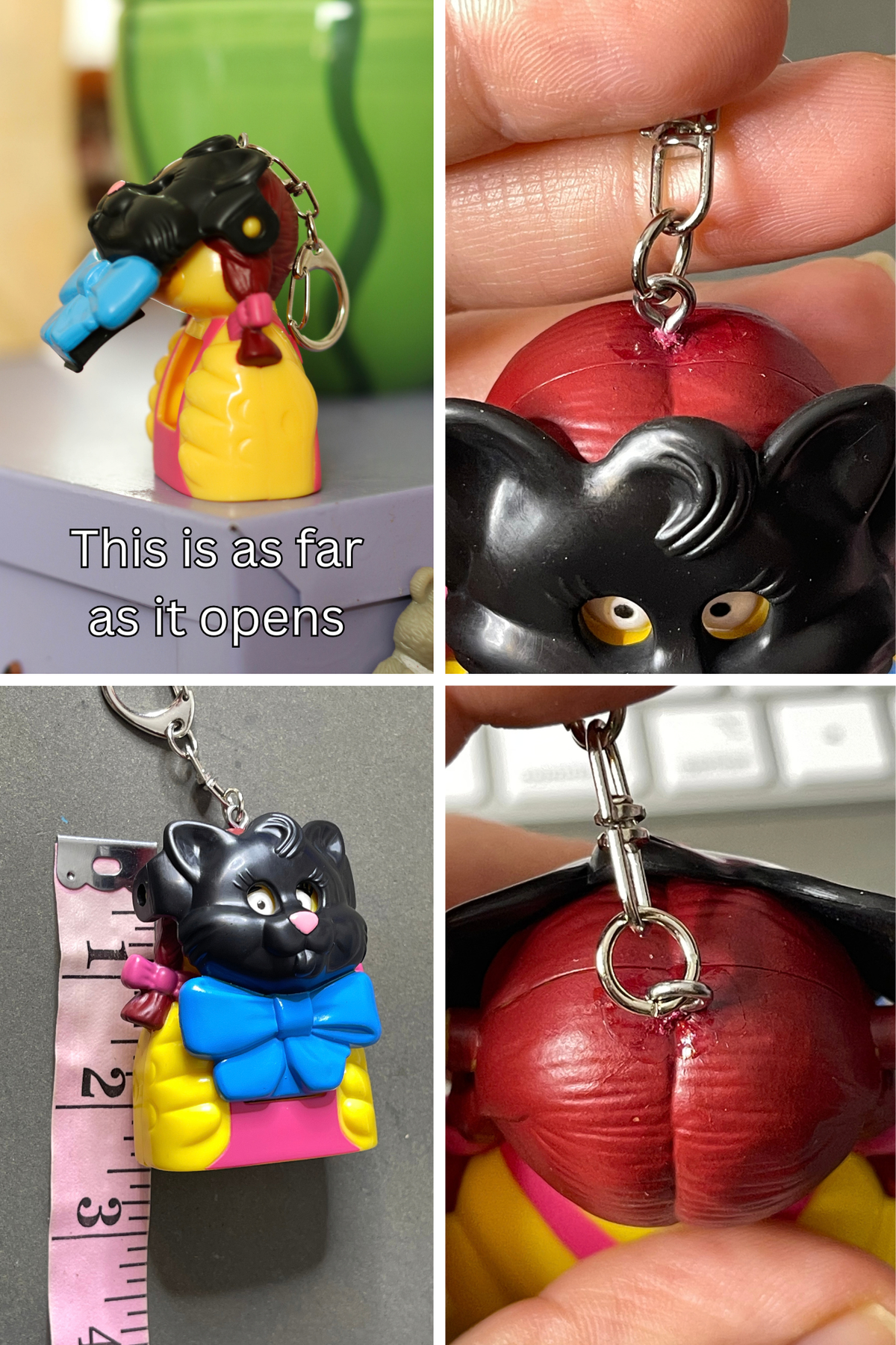 Vintage Upcycled Birdie Halloween Candy Dispenser Keychain