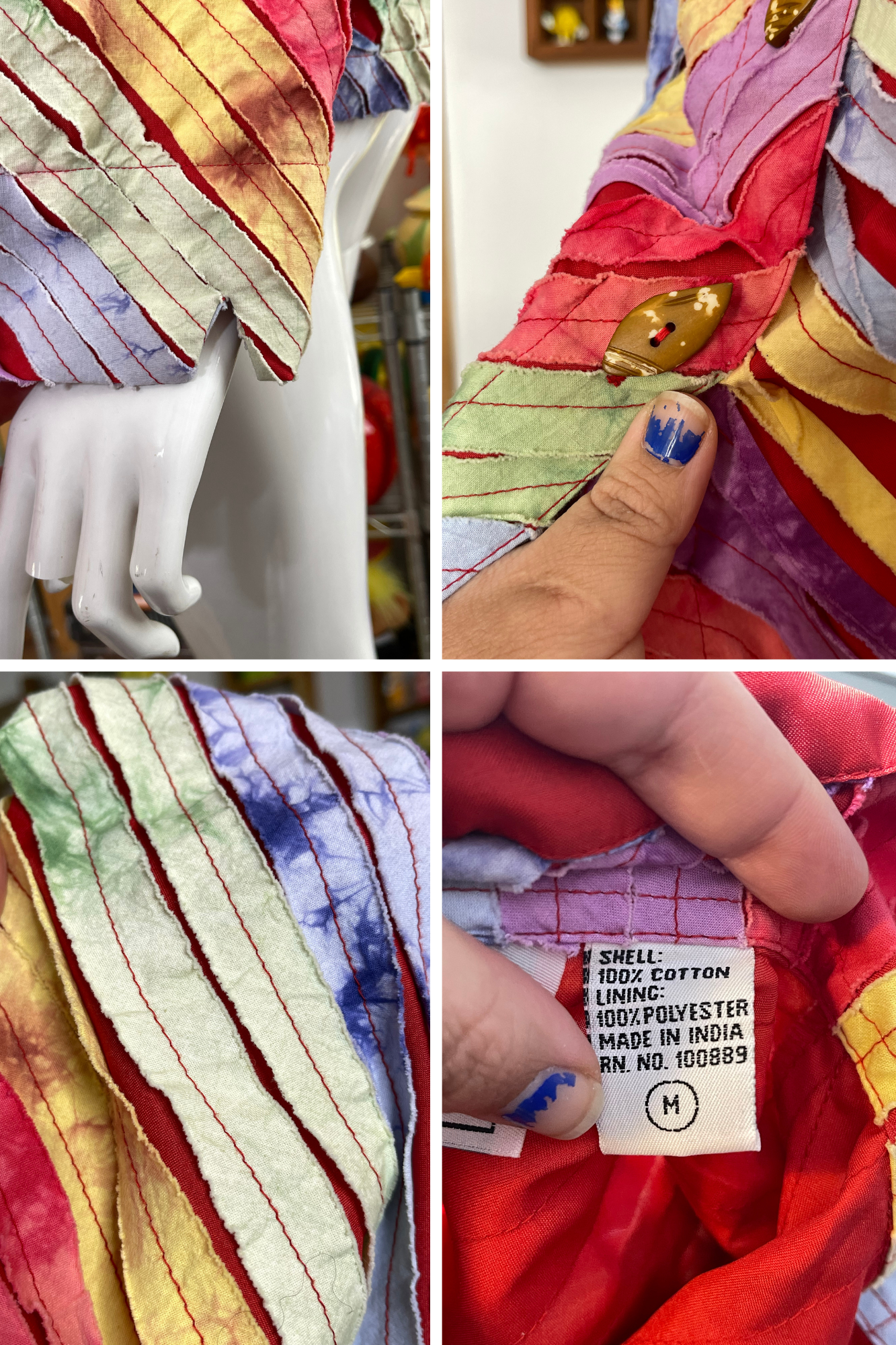 Vintage Distressed Rainbow Tie-dye Light Weight Jacket Sz M