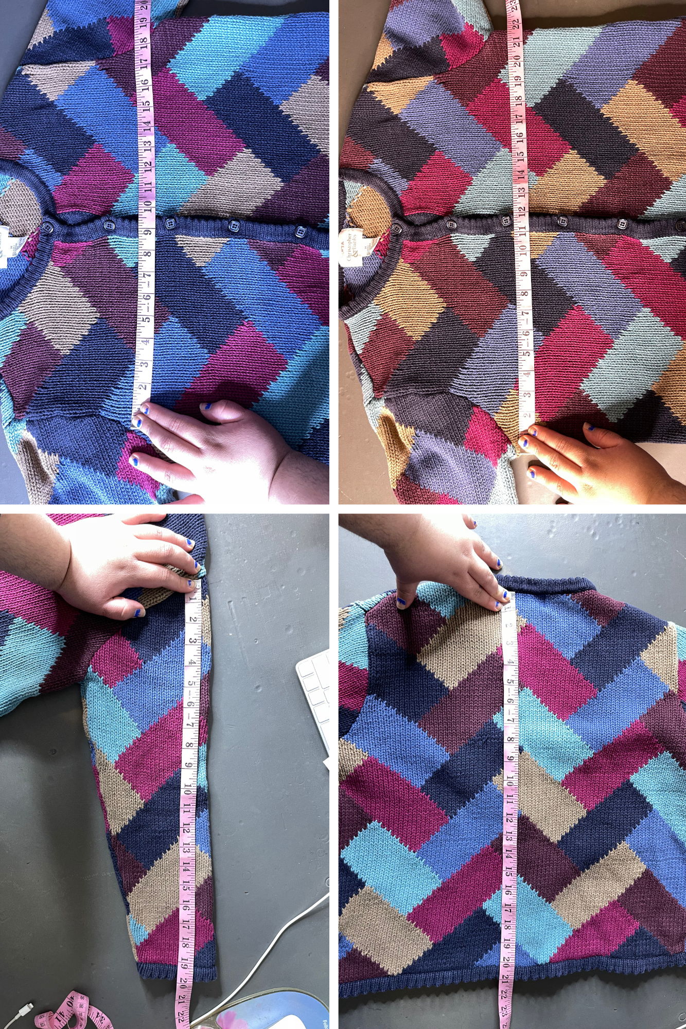 Vintage 2000s Funky Patchwork Knit Cardigan Sz M