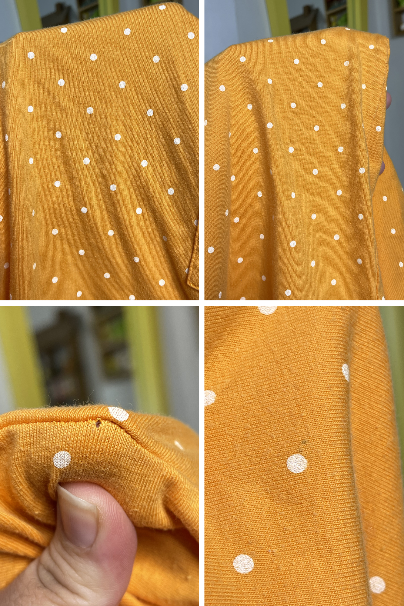 Vintage 90s Orange Polka Dot Tee Sz S