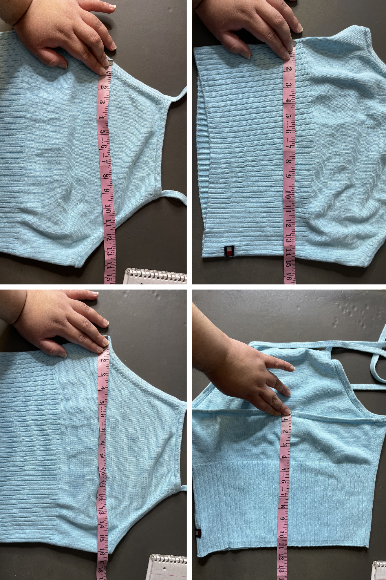 2000s Tommy Hilfiger Aqua Blue Knit Halter Top Sz L/XL