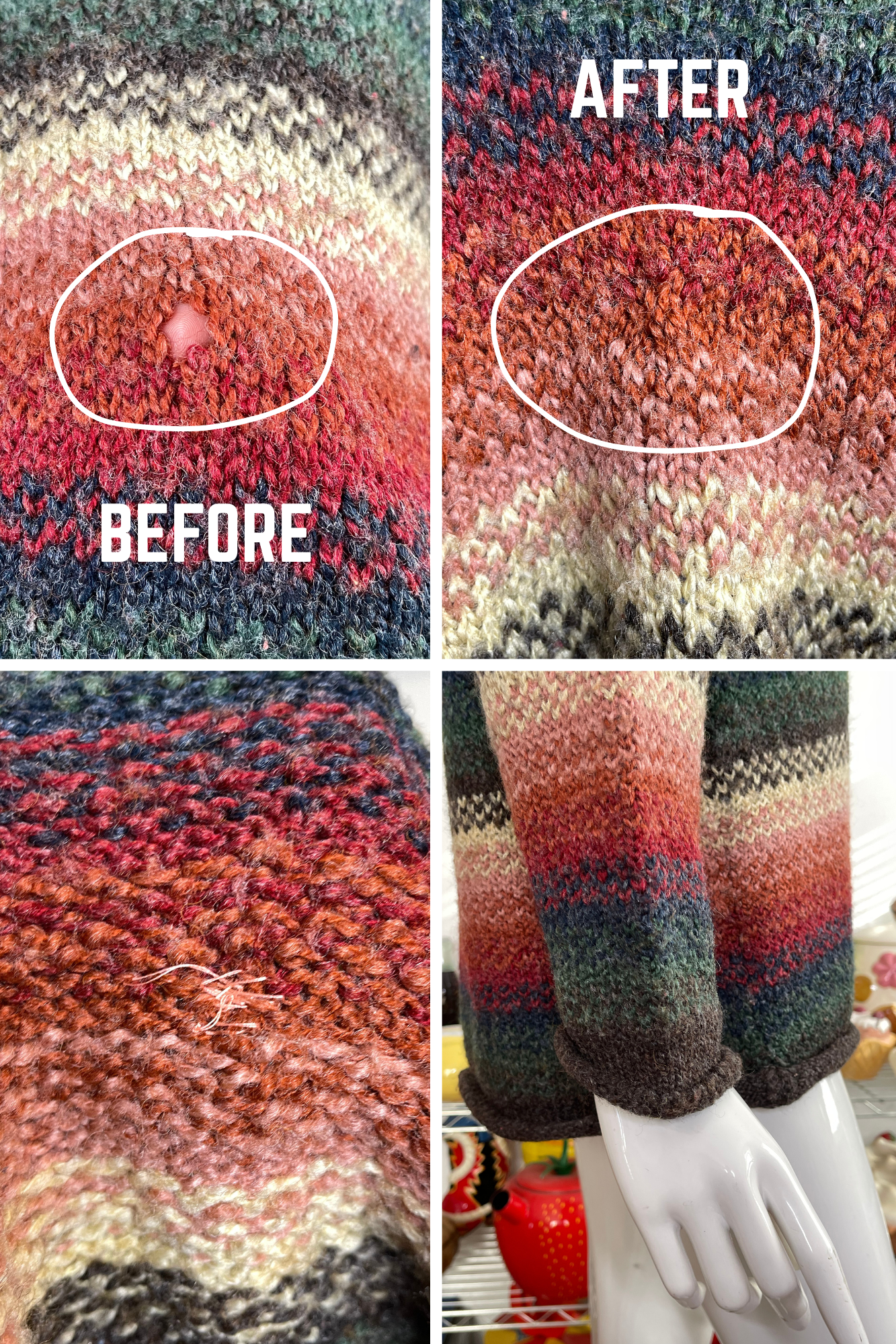 Vintage 90s Fall Ombre Knit Sweater Sz M