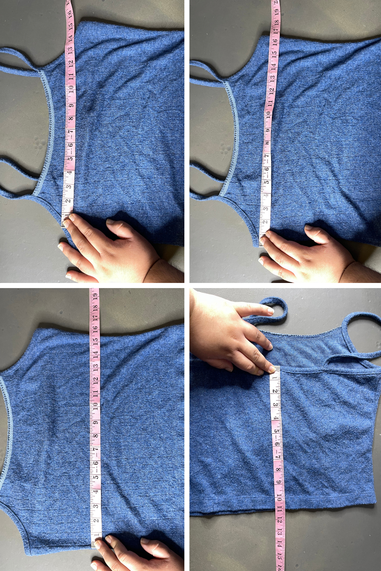 Vintage Blue Fuzzy Knit Cami Top Sz L