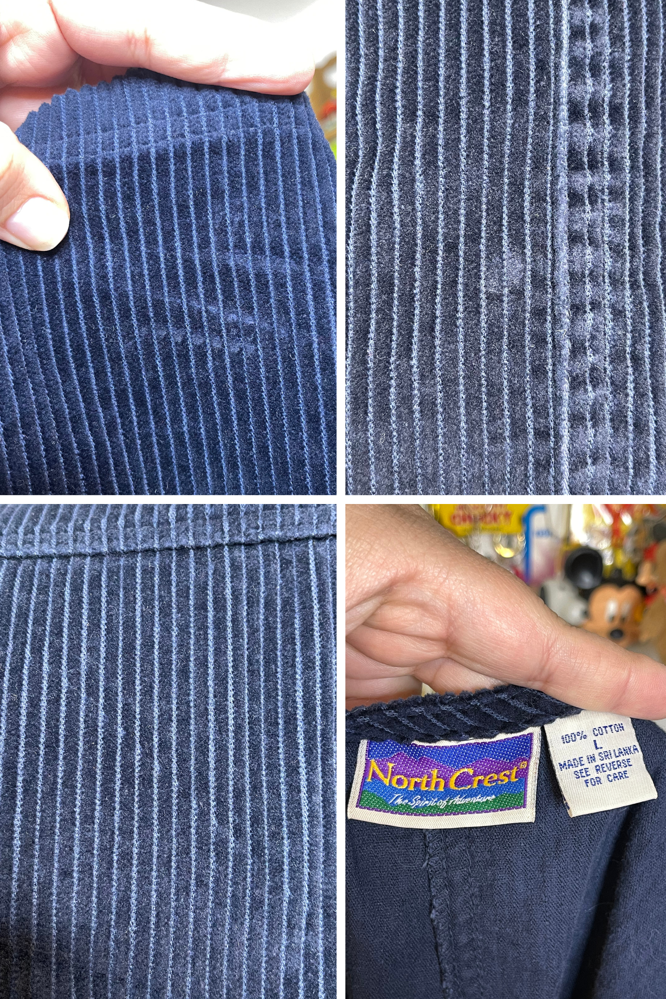 Vintage NorthCrest Navy Blue Corduroy Dress Sz L