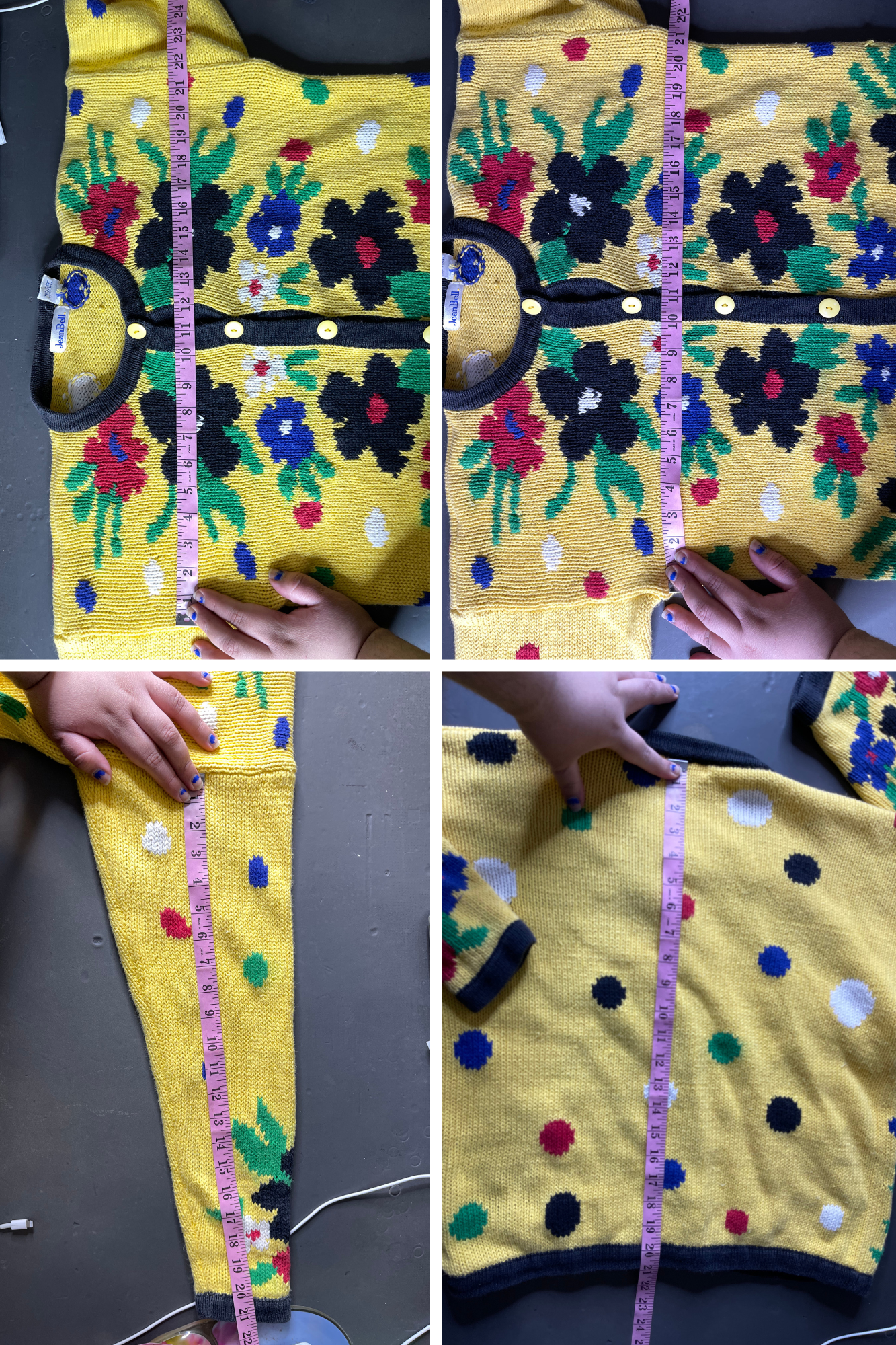 Vintage 90s Colorful Flower Polka Dot Clown Cardigan Sz S/P