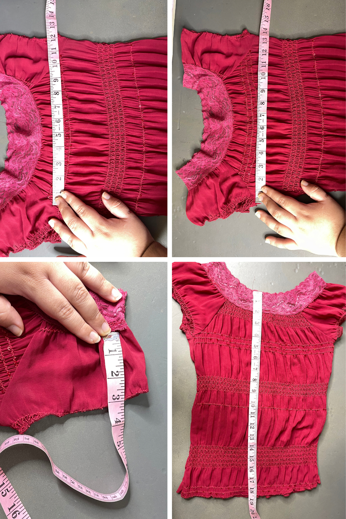 2000s Sheer Berry Red Sequin Scrunched Top Sz S