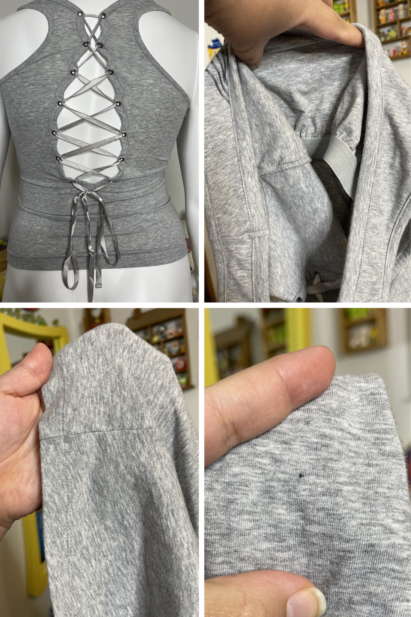 2000s Harley Davidson Grey Lace Up Tank Top Sz L/XL