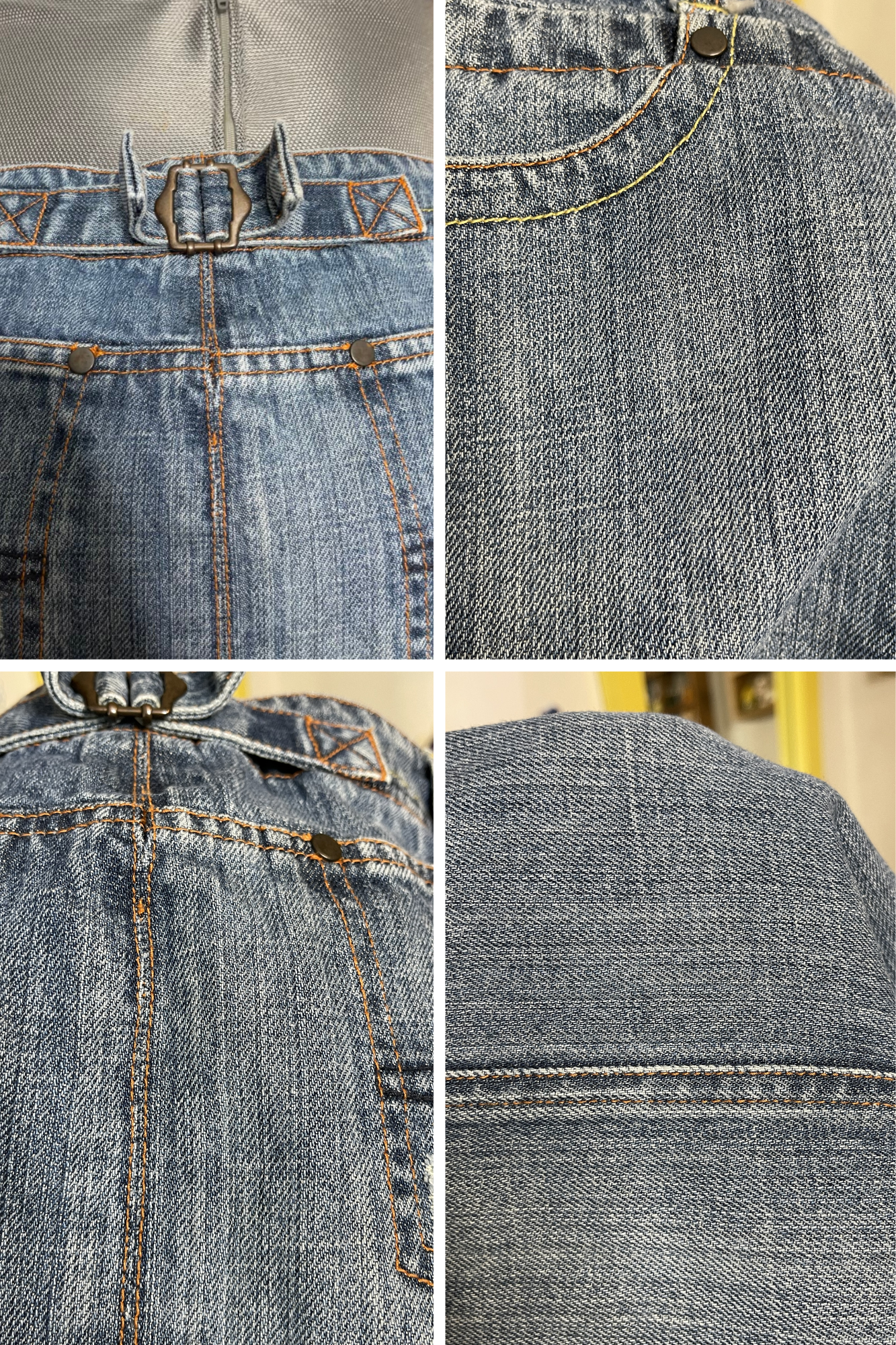 2000s American Eagle Denim Distressed Mid Rise Mini Skirt Sz 4