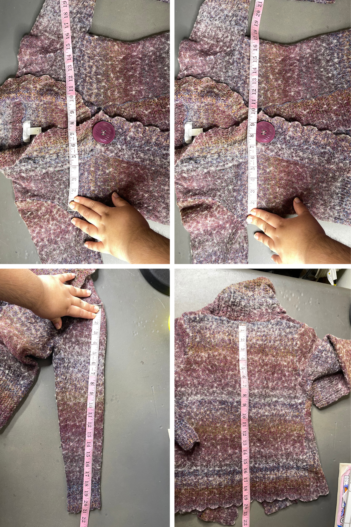 2000s Multicolor Purple Fuzzy Knit Wool Cardigan Sz S