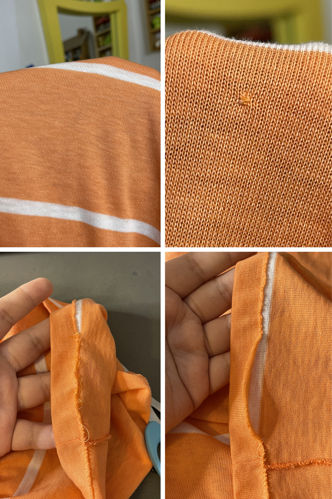 Vintage Orange & White Striped Tee Sz L