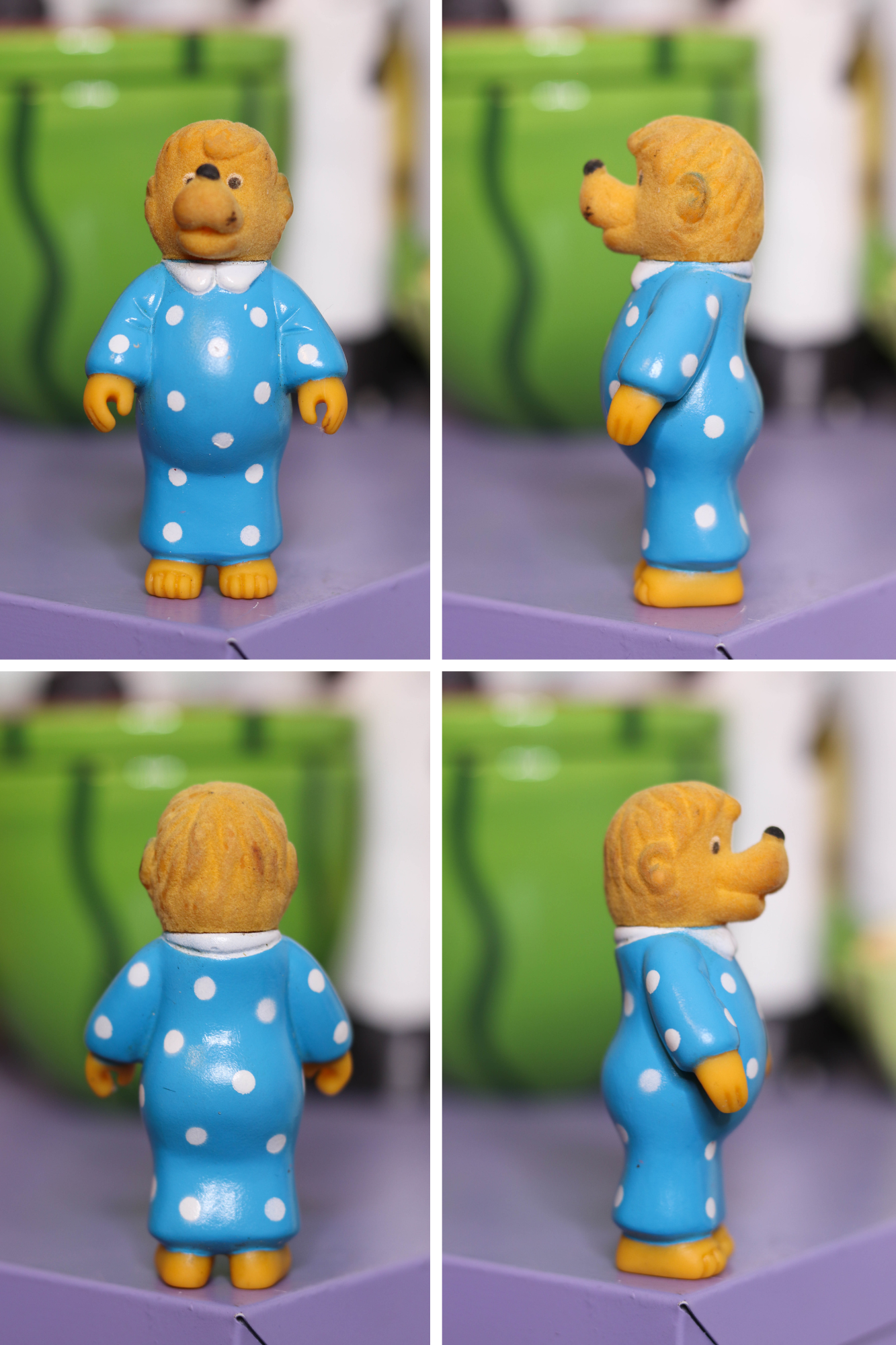 Vintage 80s The Berenstain Bears Flocked Trinket Toy Set 4pc