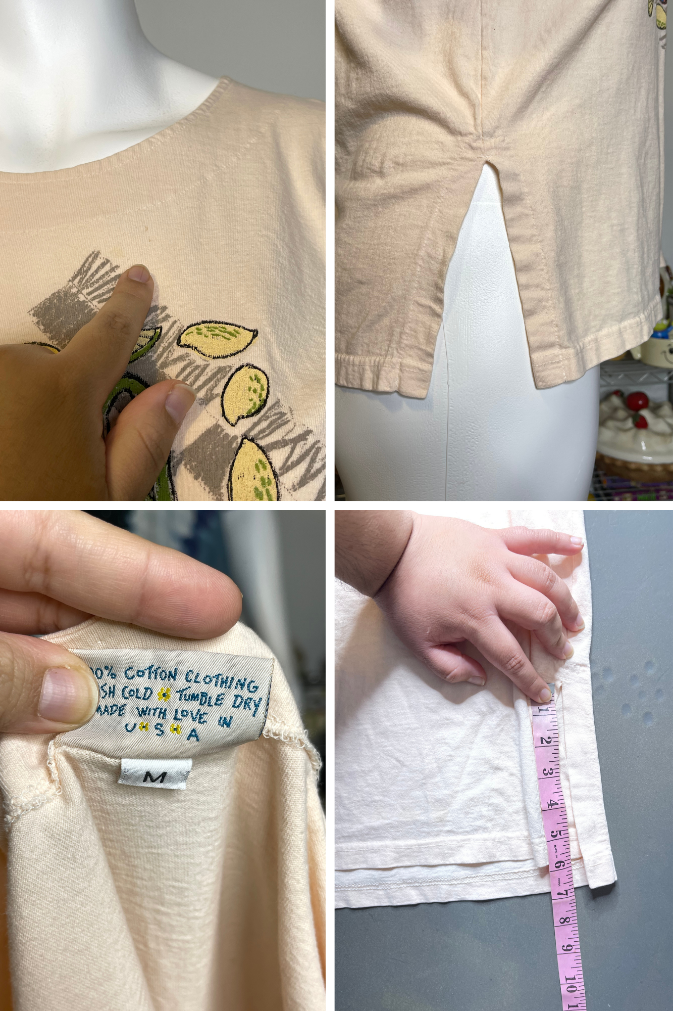 Vintage Lemonade Embroidered Oversized Boxy Graphic Tee Sz M/L