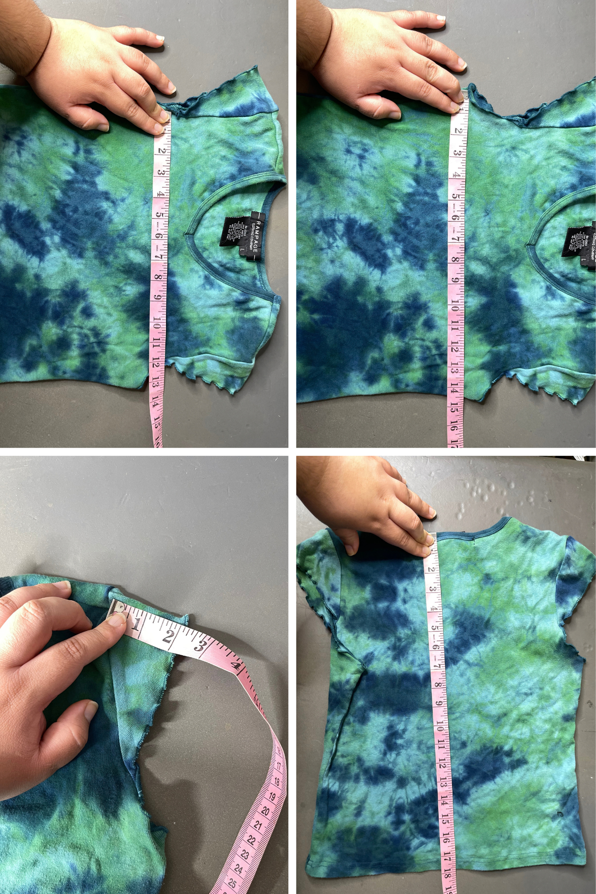 2000s Green & Blue Tie-dye Rampage Cropped Baby Tee Sz M/ L
