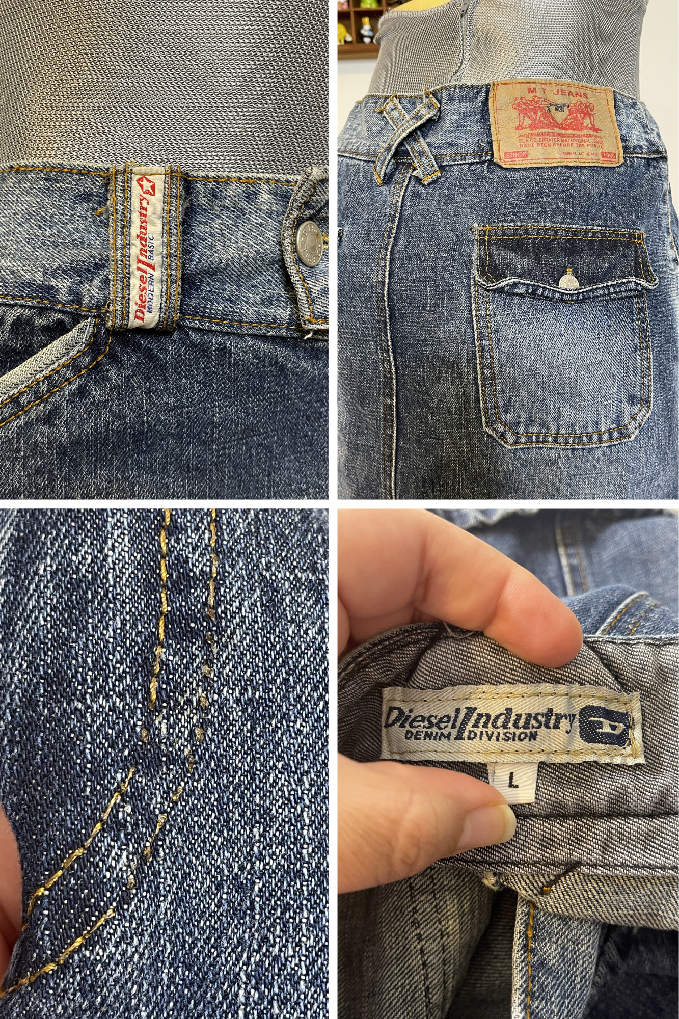 2000s Diesel 2 Tone Denim Mini Skirt Sz M