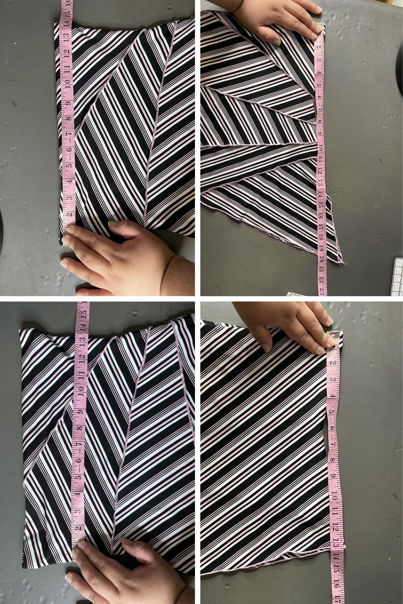 2000s Pink & Black Striped Asymmetrical Tube Top Sz M
