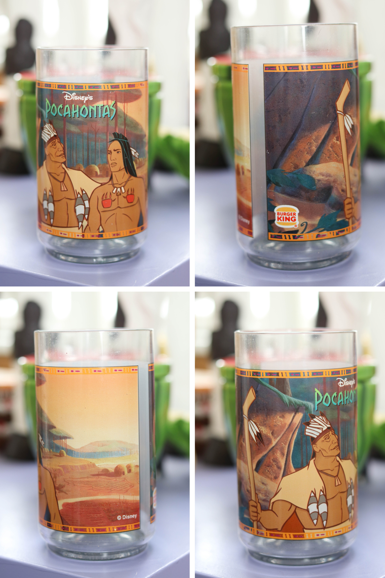 Vintage 90s Pocahontas Burger King 3pc Cup Set