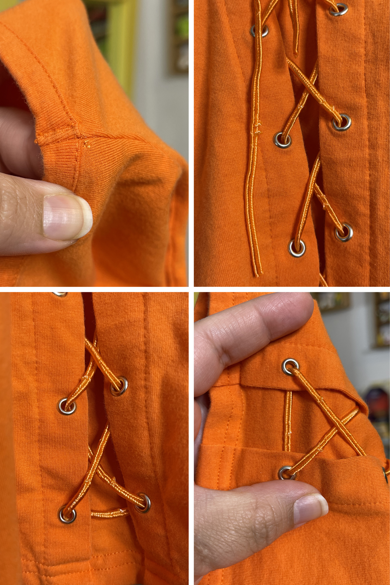 2000s Style Orange Lace Up Semi Cropped Tank Top Sz XL