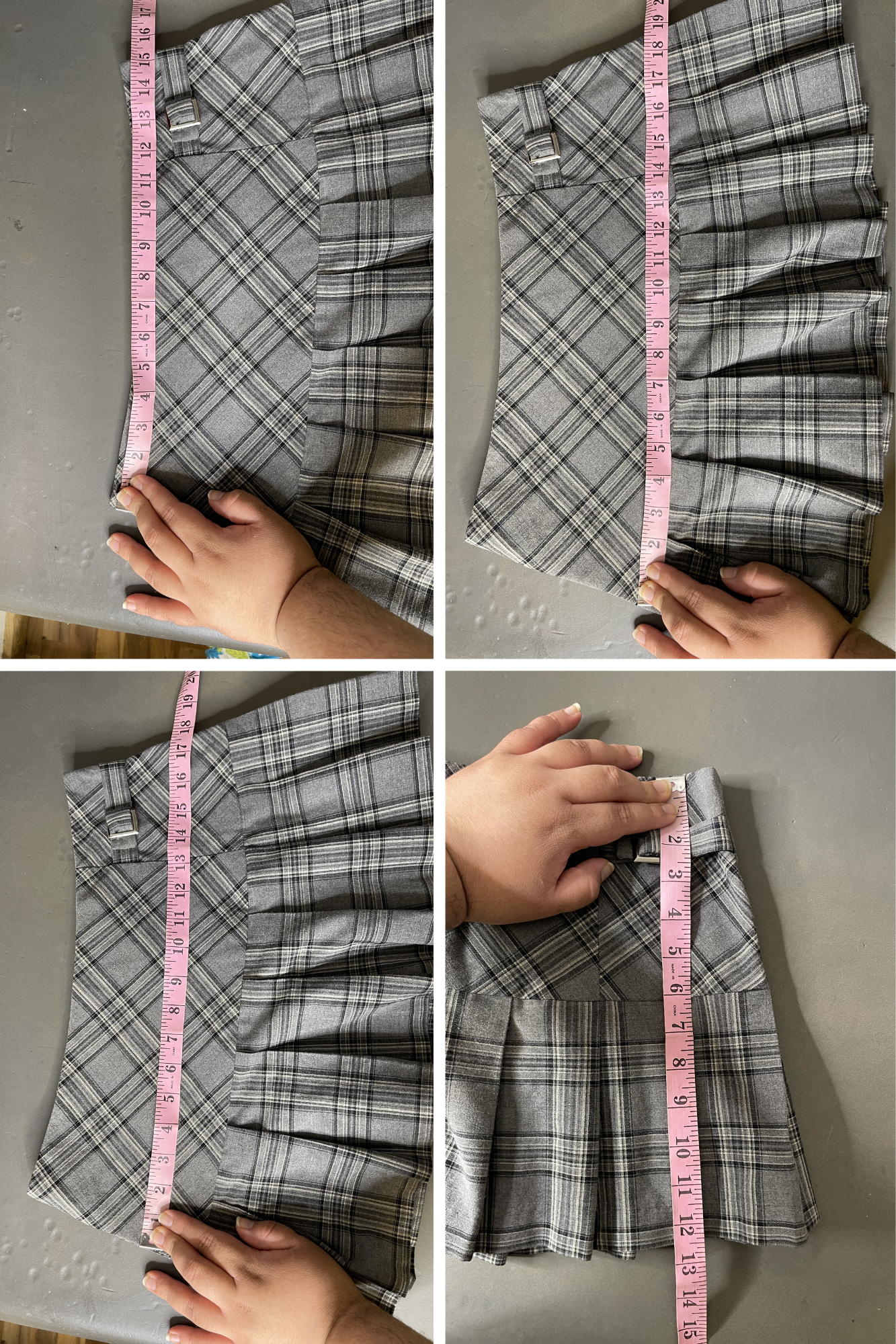 2000s Grey & Black Plaid Buckle Mini Skirt Sz 7