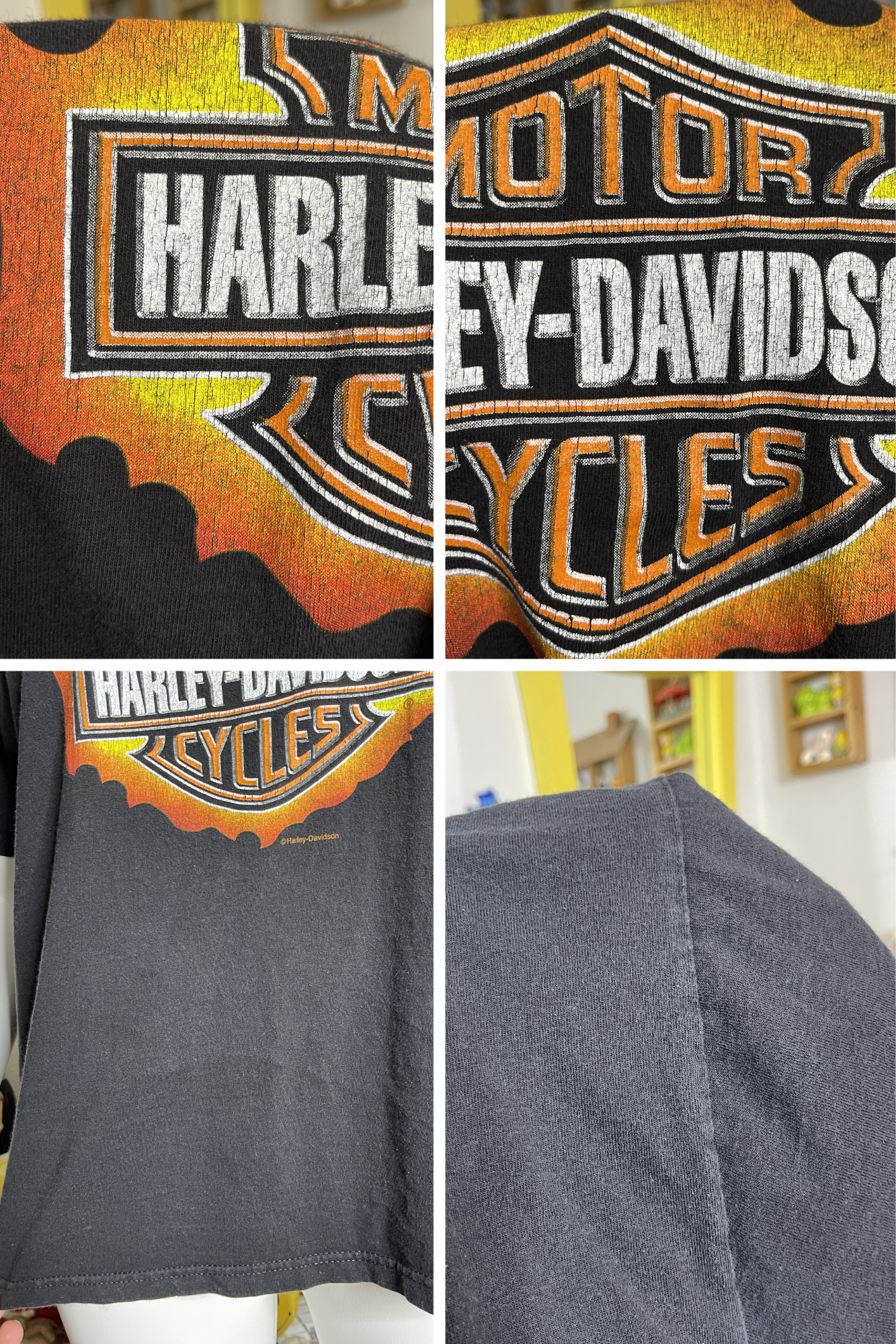 Vintage 90s Harley Davidson Flames Graphic Tee Sz XL