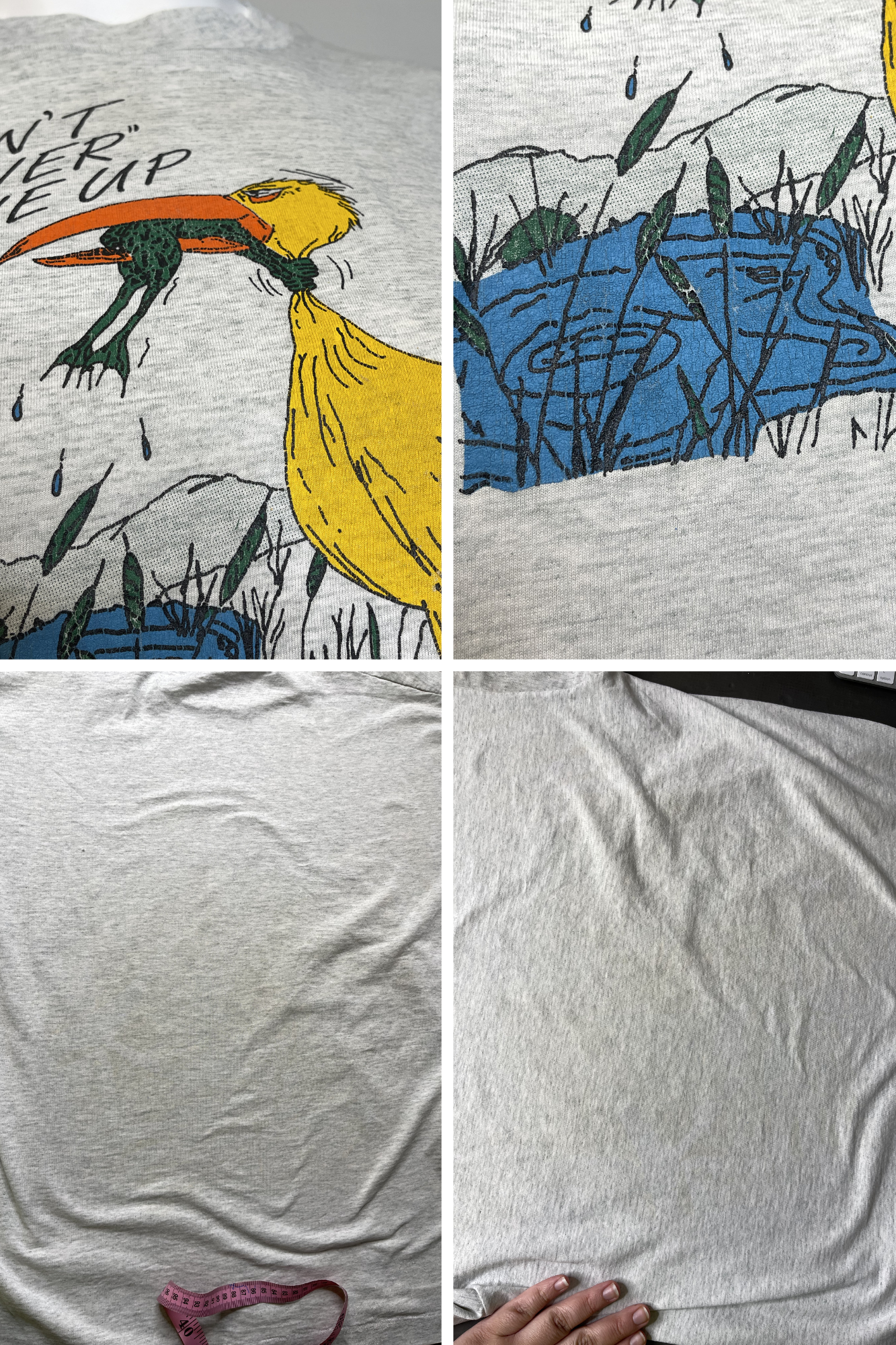 Vintage "Don't Ever Give Up" Frog And Duck Tee Sz XL