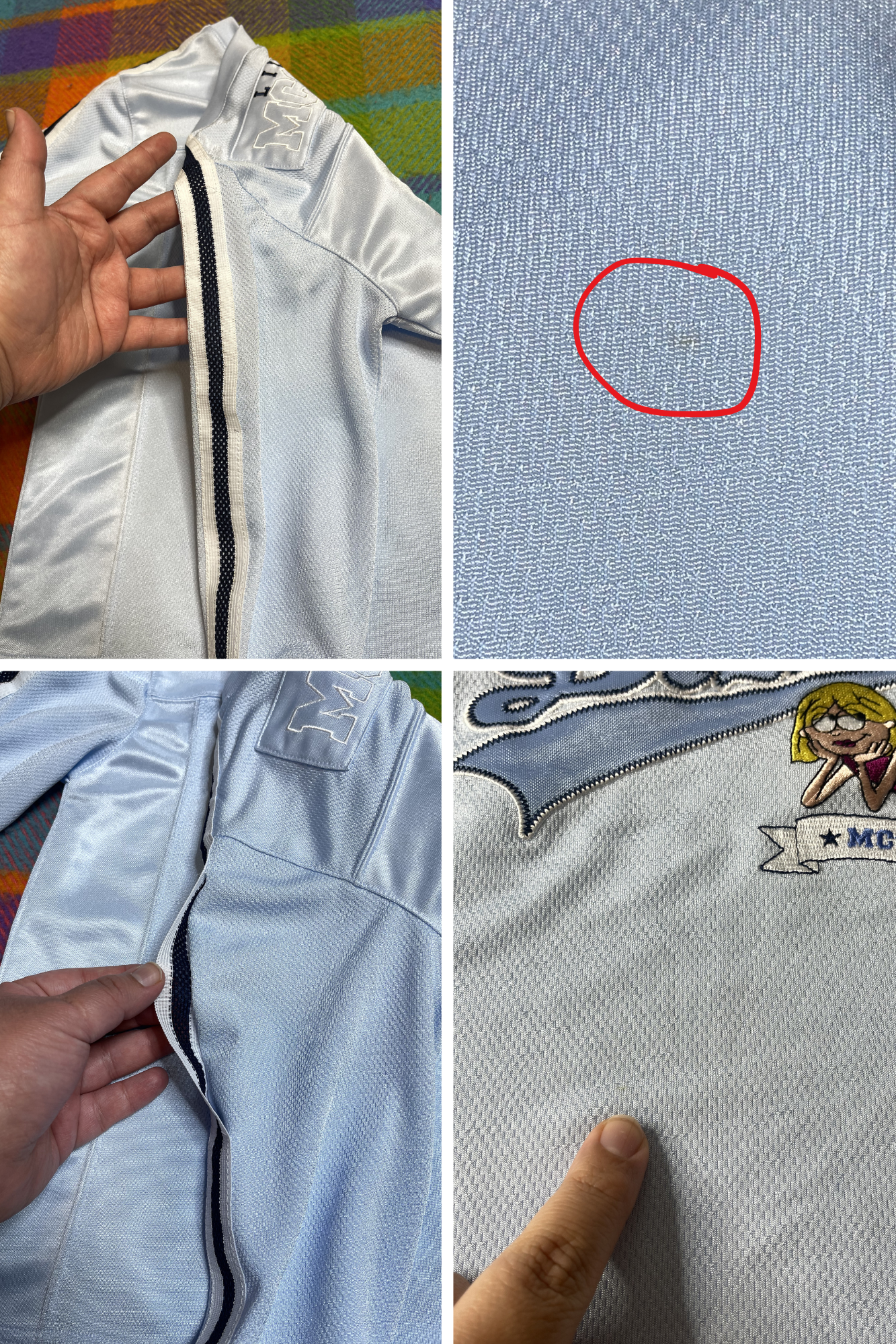 2000s Lizzie McGuire Striped Baby Blue Long Sleeve KIDS Jersey Sz 7/8