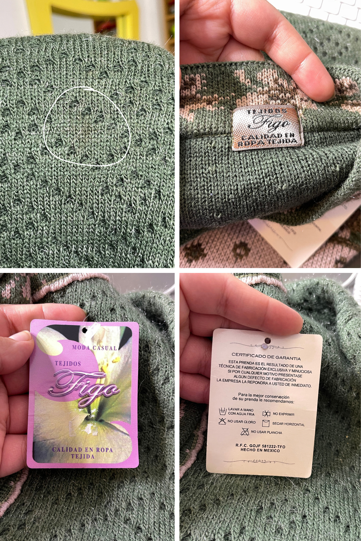 Vintage Green & Brown Floral Grandma Knit Cardigan Sz M