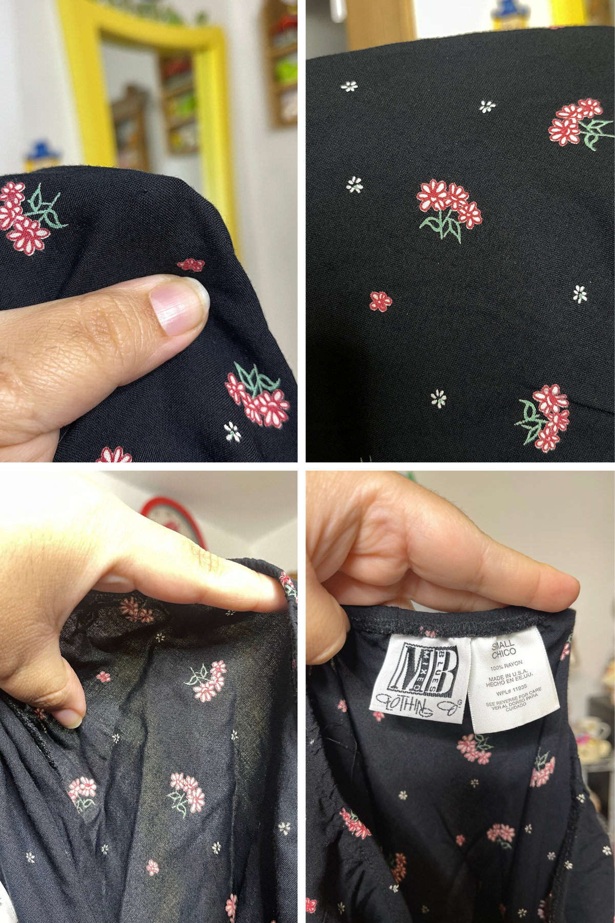 Vintage Black Floral Light Weight Maxi Skirt Sz S