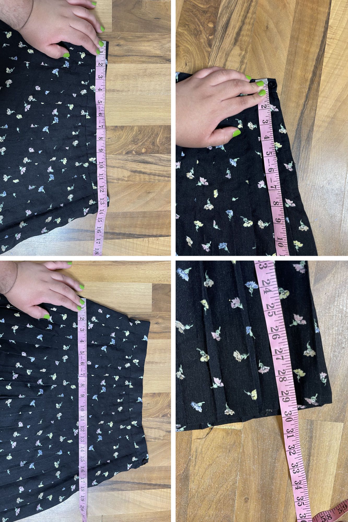 Vintage 70s Givenchy Flower Print Pleated Skirt Sz S 27in