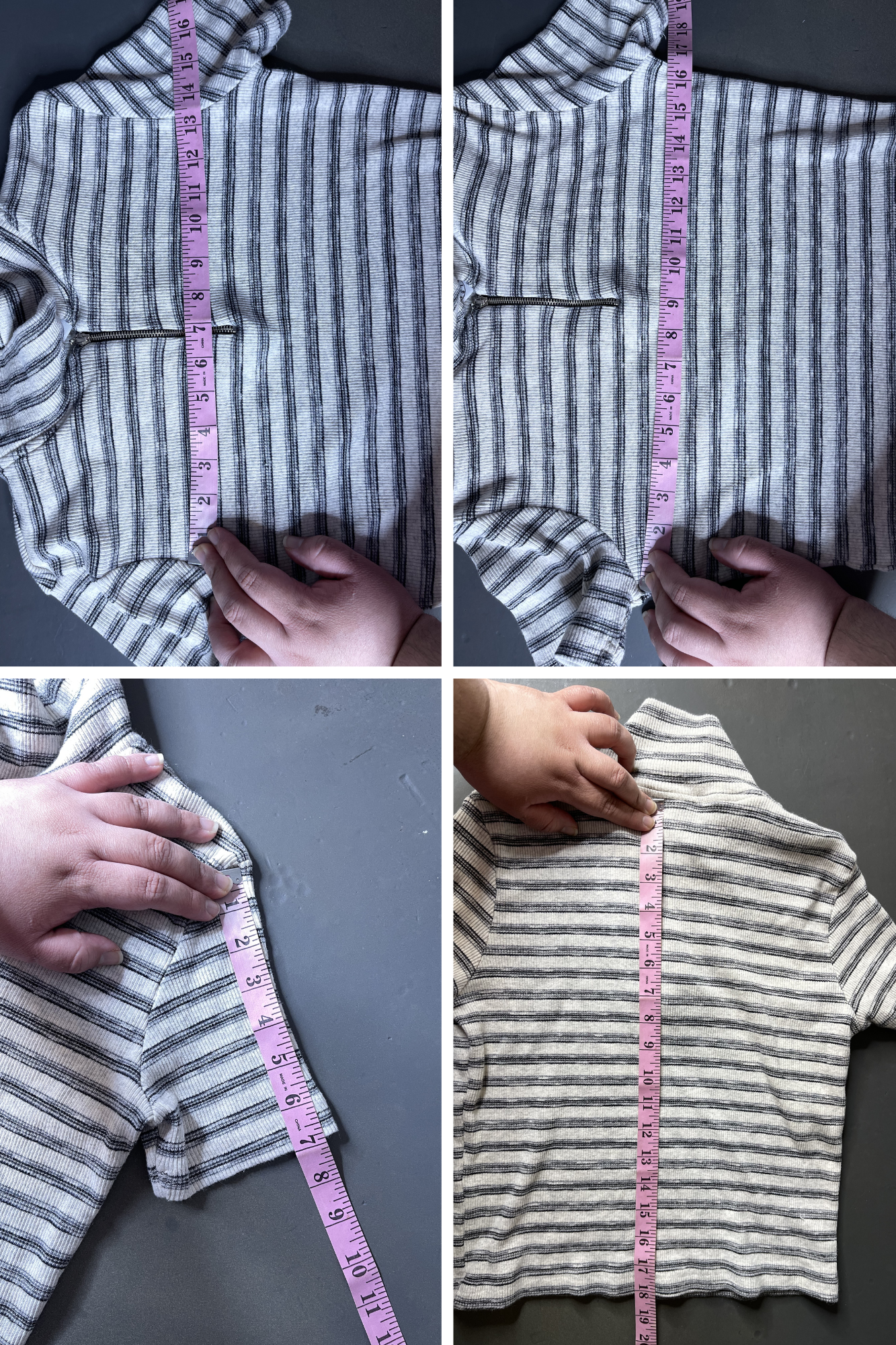 Vintage 90s Striped Ribbed Semi Cropped Collared Top Sz M