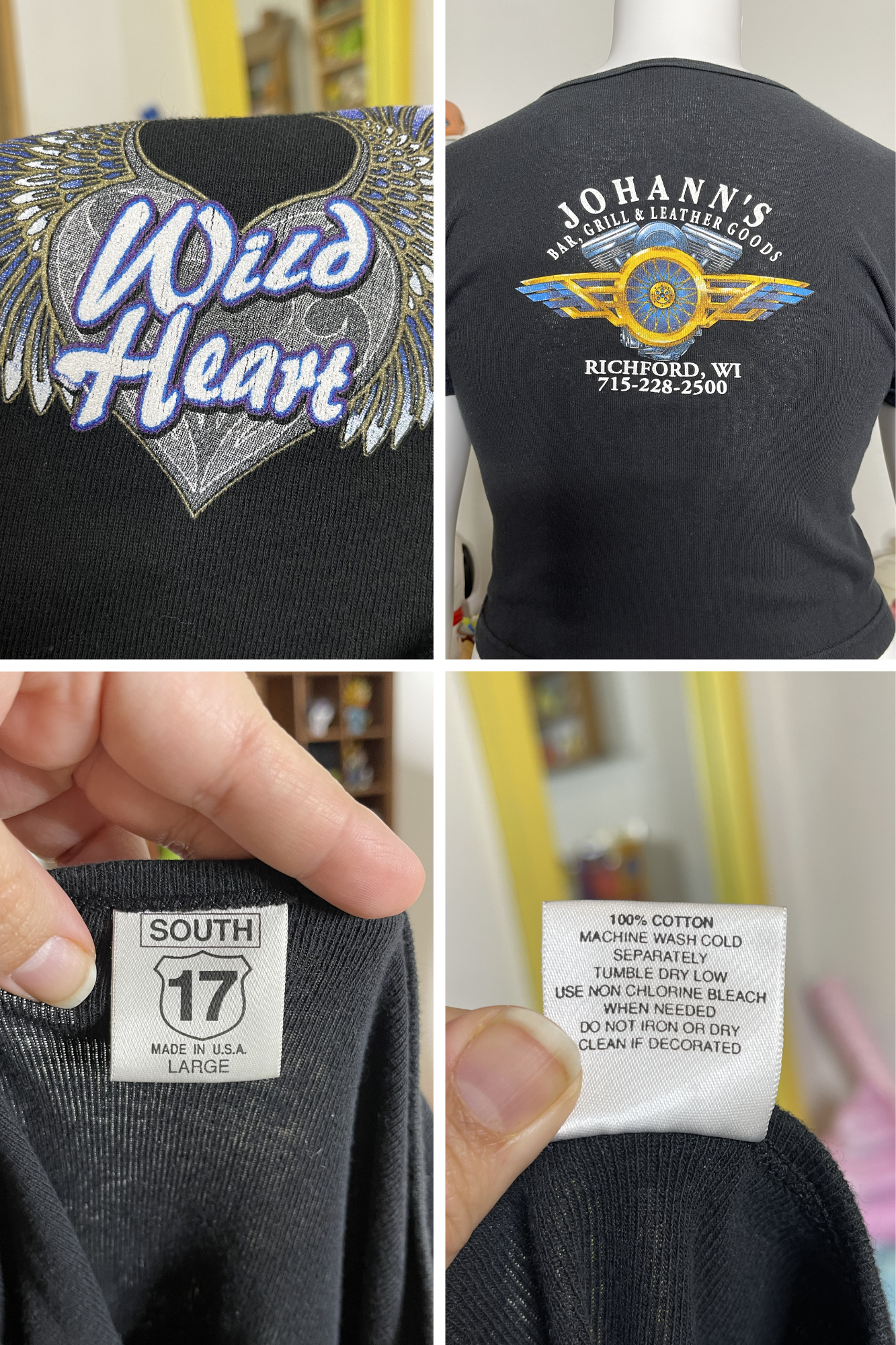 2000s Style Wild Heart Graphic Cropped Tee Sz L/XL