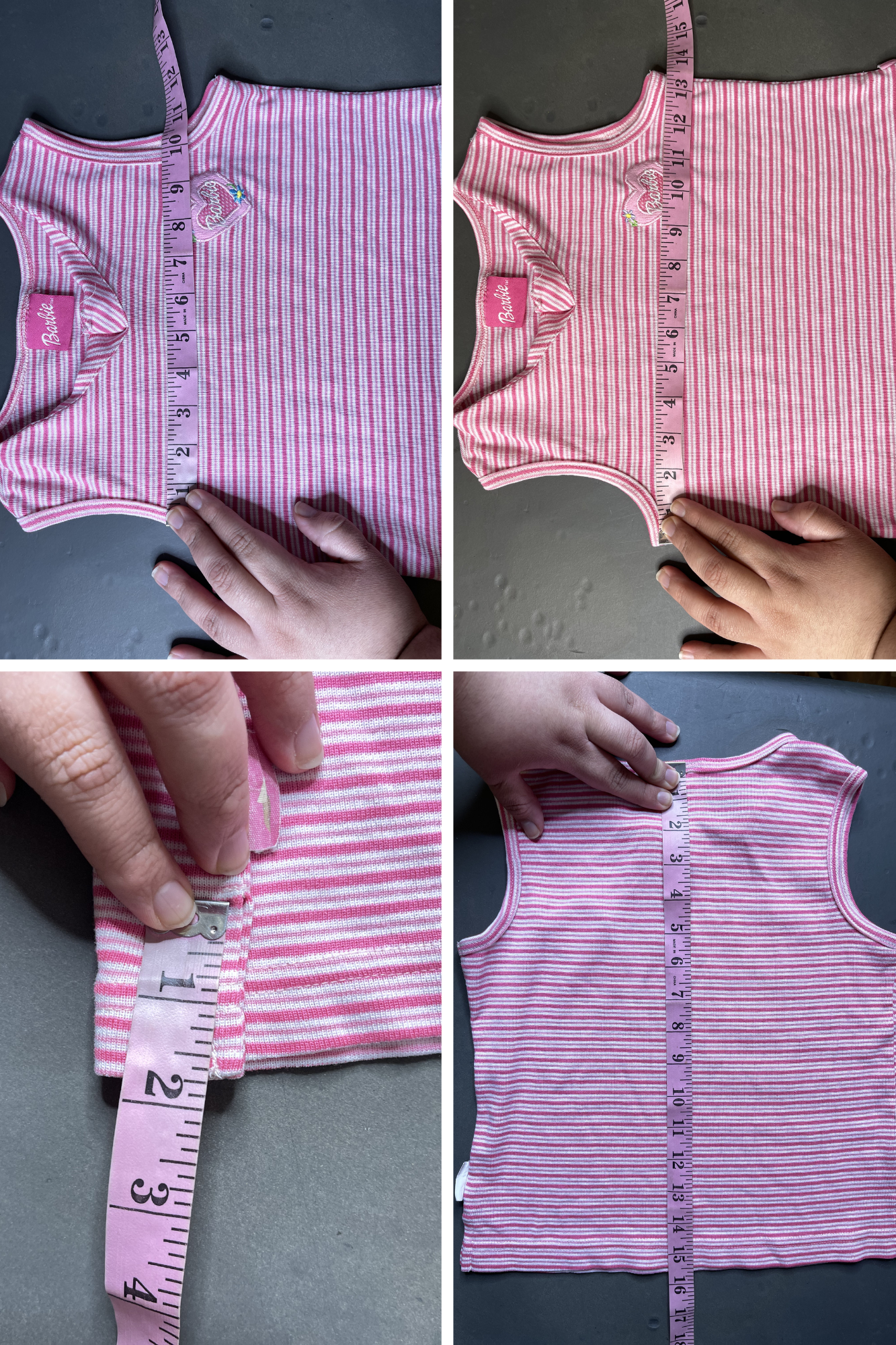 Vintage Pink Striped Barbie Tank Top KIDS Sz 7-8