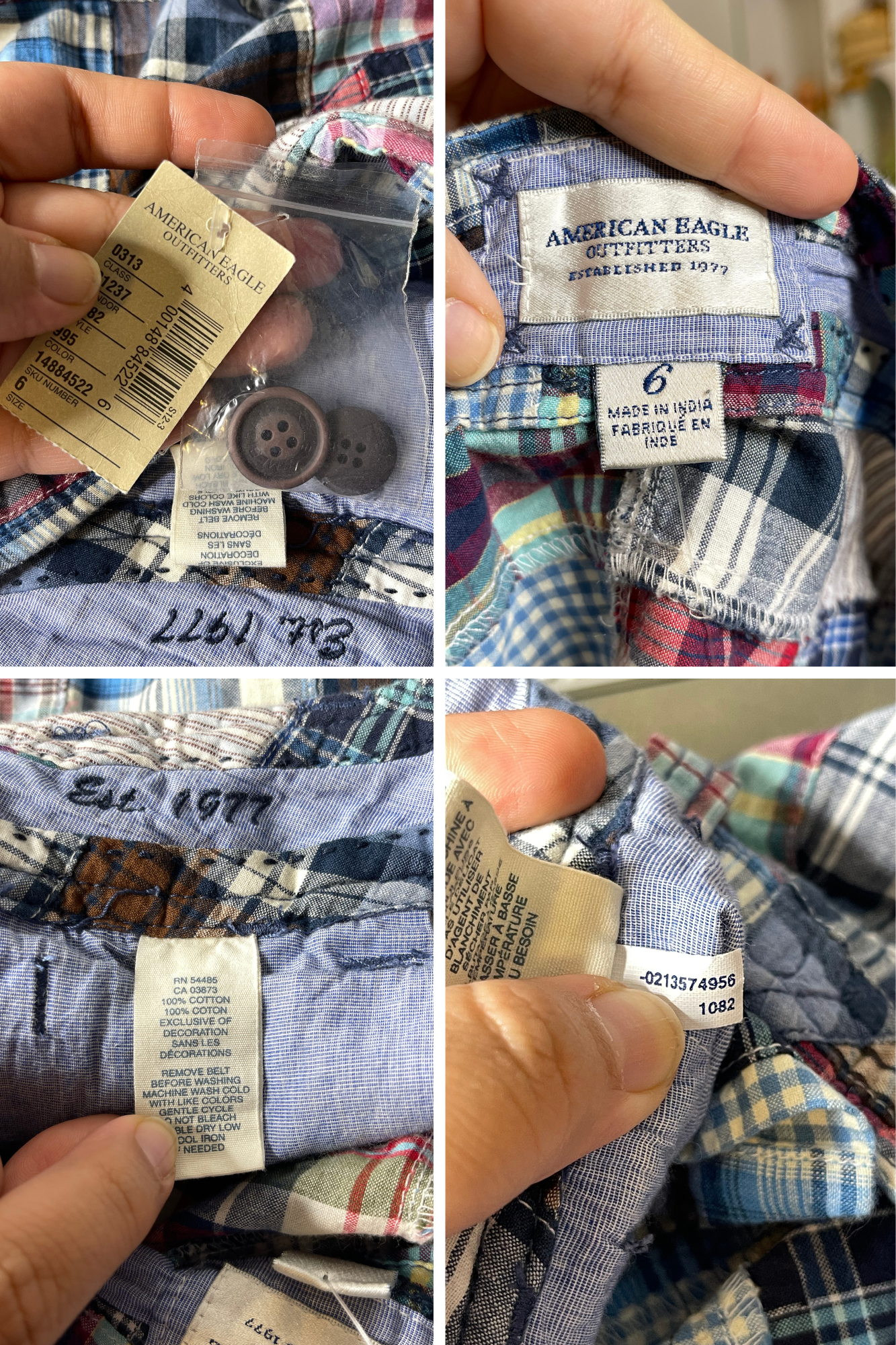 NWT American Eagle Patchwork Plaid Mini Skirt Sz 6