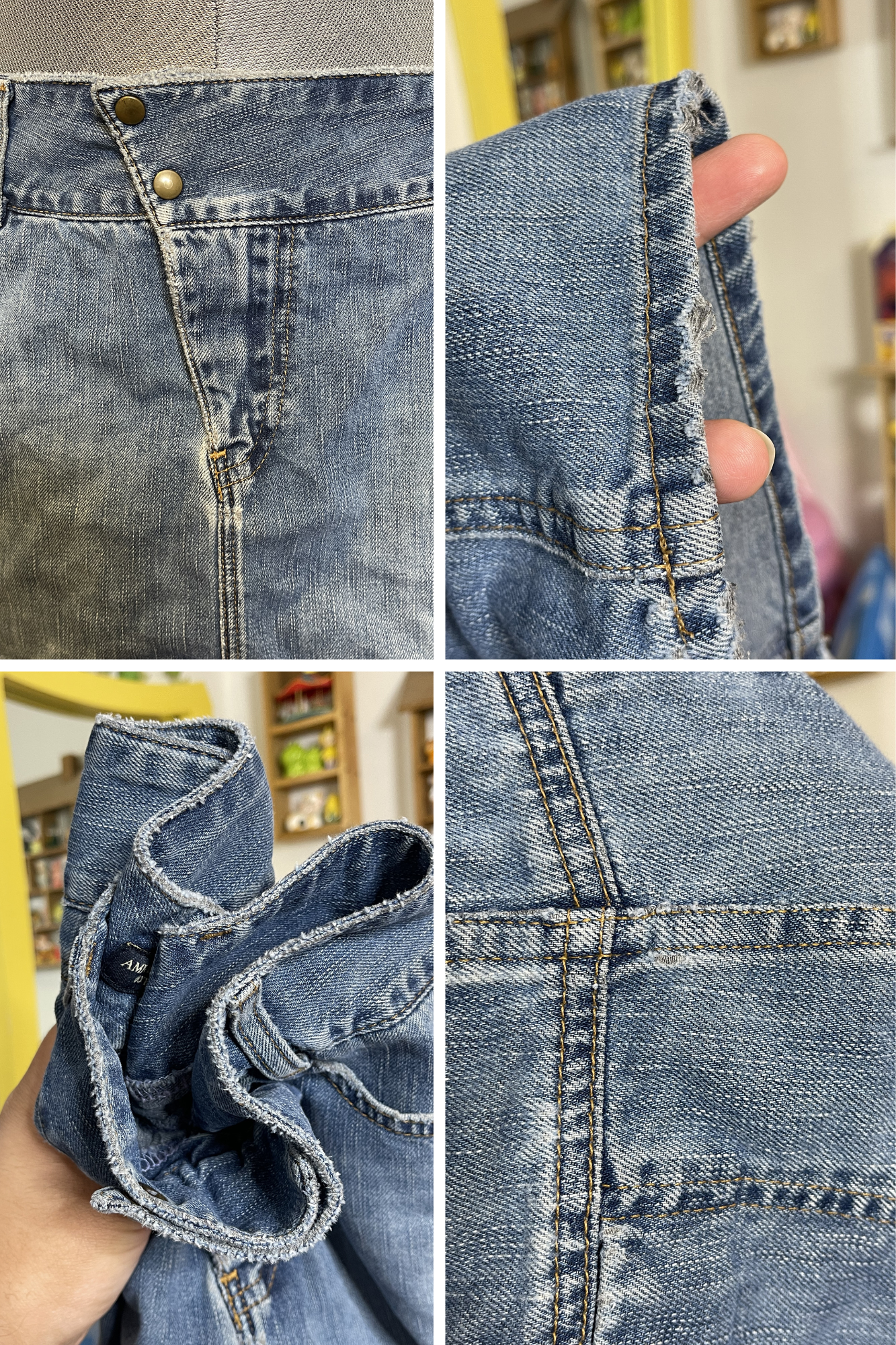 2000s American Eagle Denim Distressed Mini Skirt Sz 12