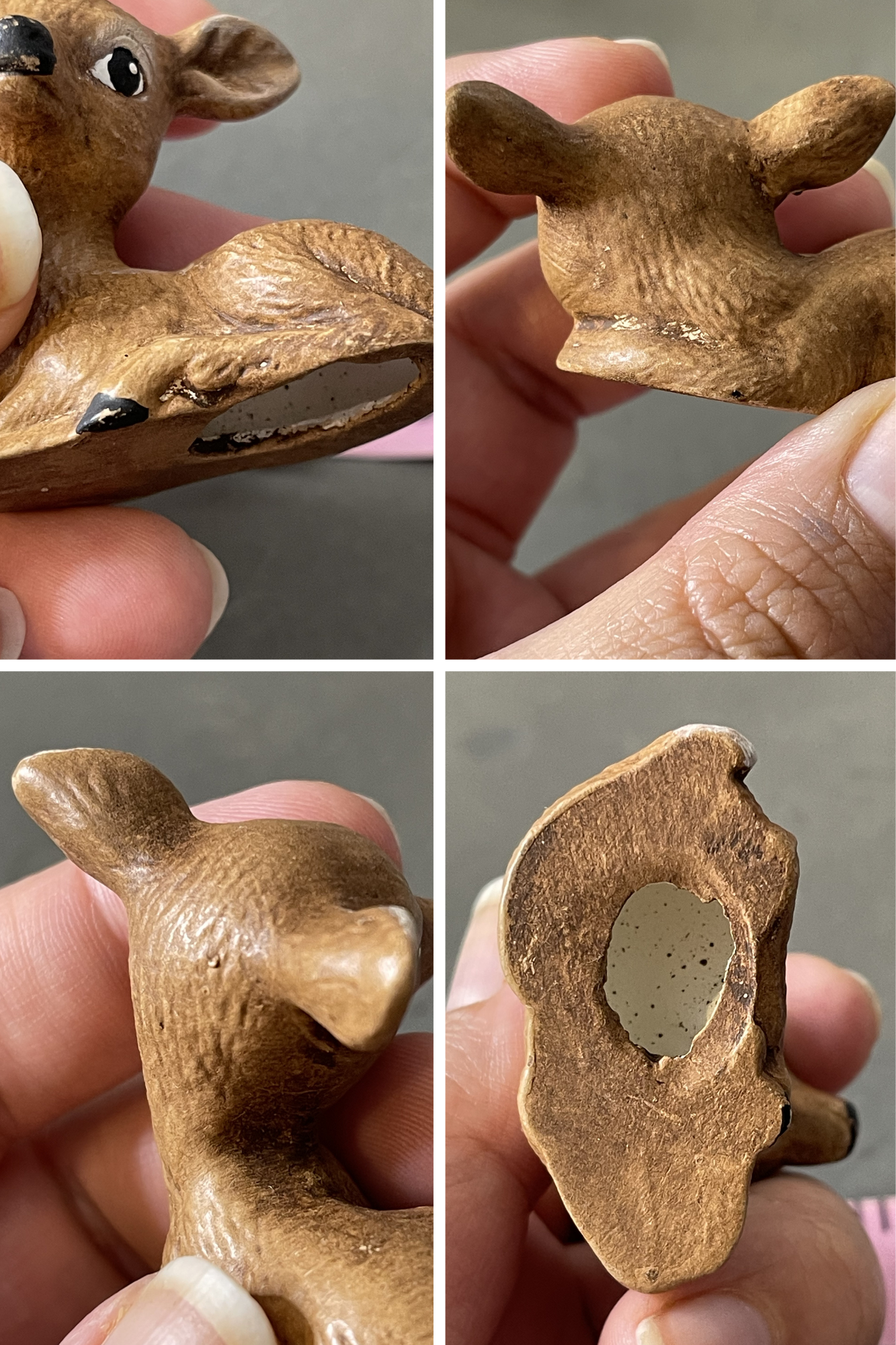 Vintage Deer Fawn 4pc Ceramic Trinket Set