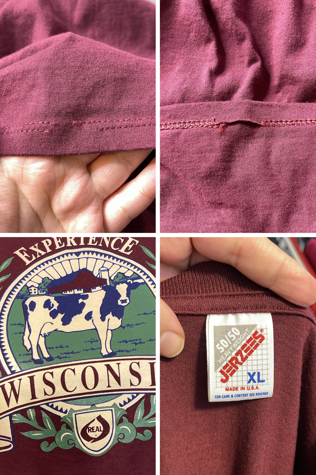 Vintage 90s Experience Wisconsin Cow Graphic Tee Sz XL