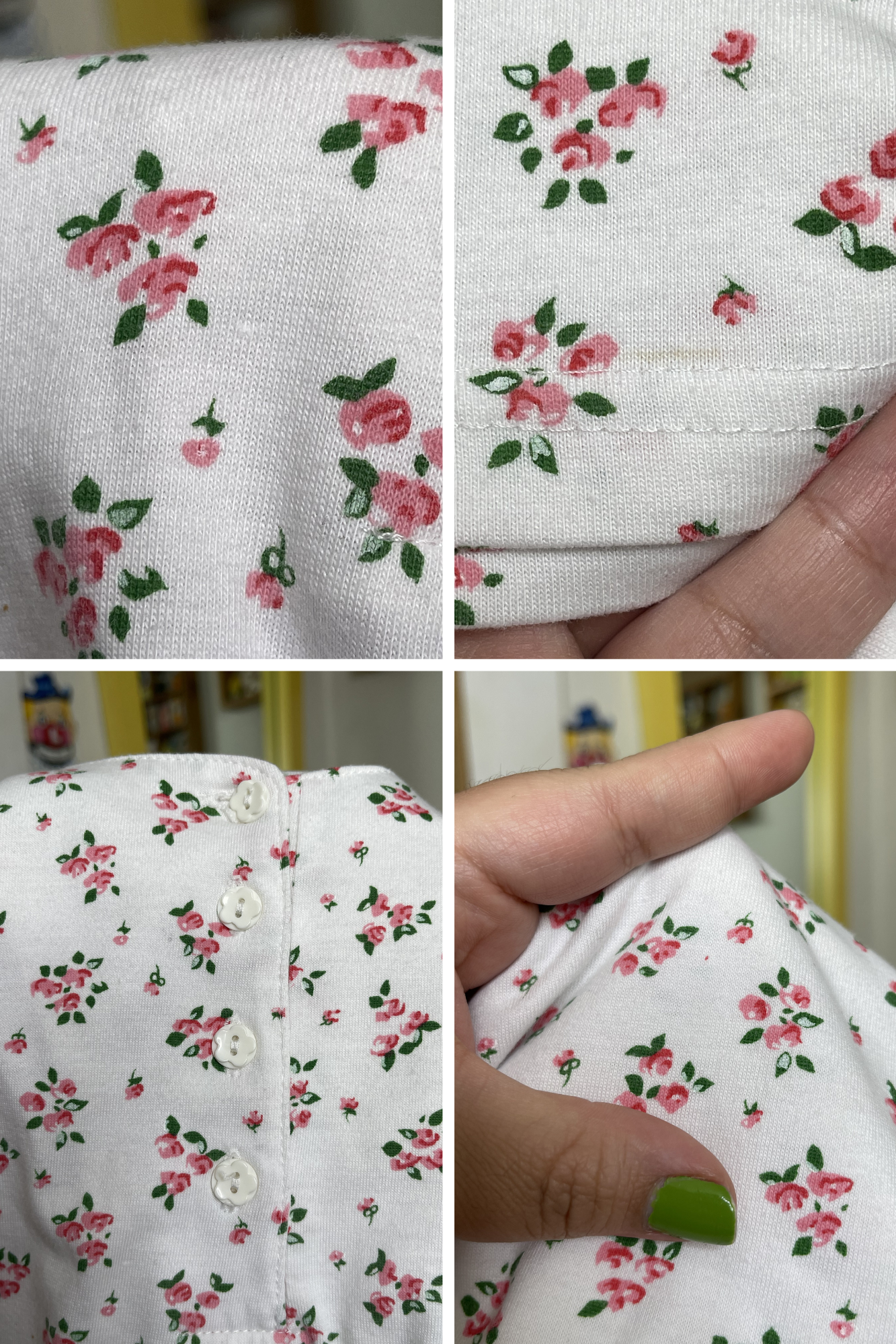 Vintage 90s White & Pink Flower Print Top Sz S
