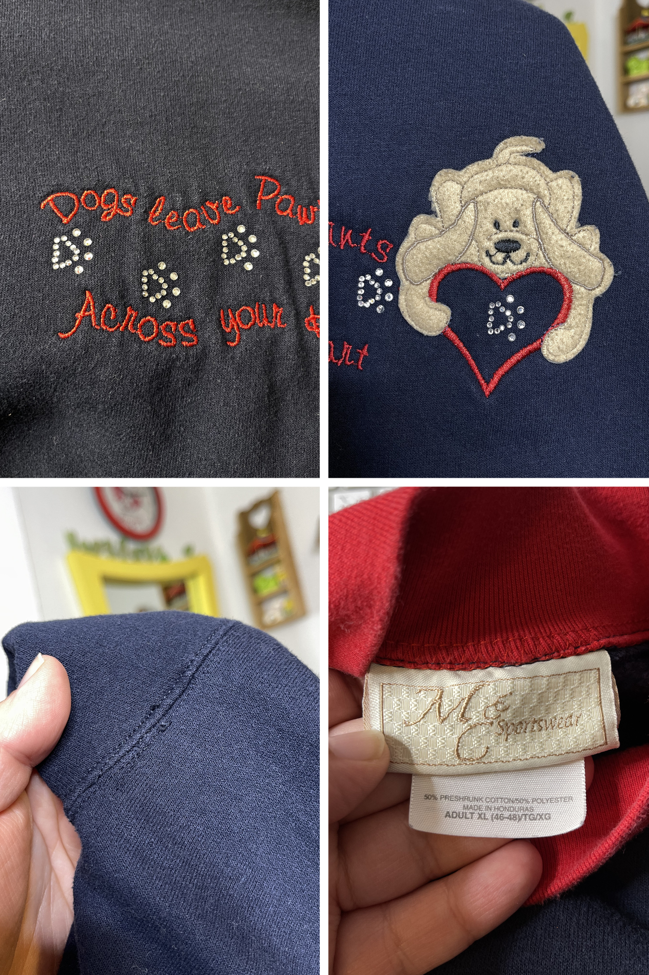 Vintage "My dog leaves paw prints all over me" Crewneck Sweater Sz XL