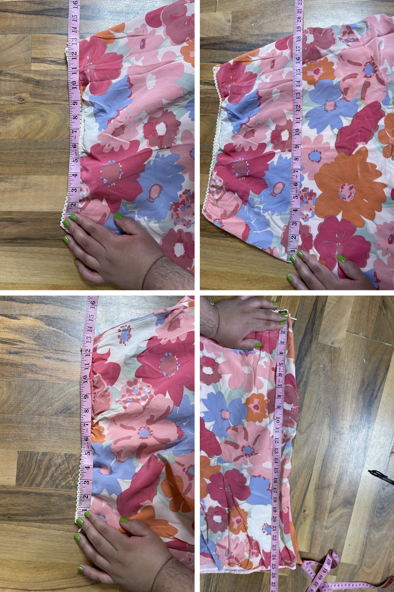 2000s Pink Flower Print Silk Midi Skirt Sz S/M