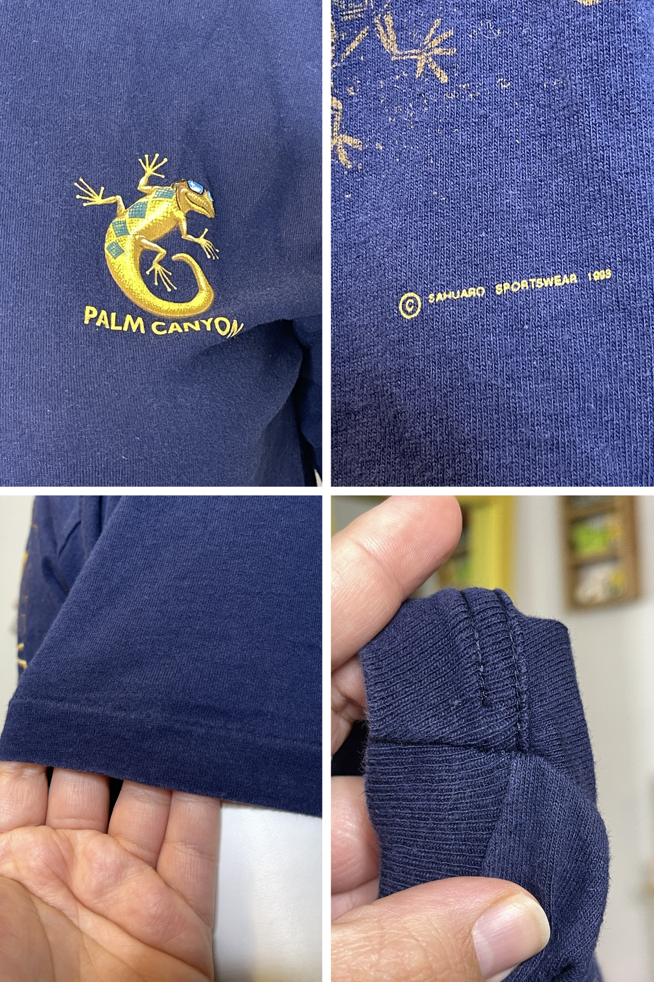Vintage 90s Palm Canyon Gecko Navy Blue Graphic Tee Sz XL