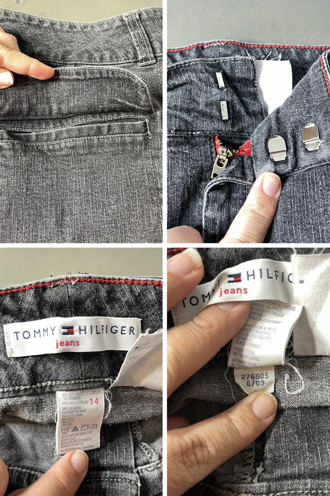 Vintage 2000s Tommy Hilfiger Faded Black Denim Maxi Skirt Sz 14