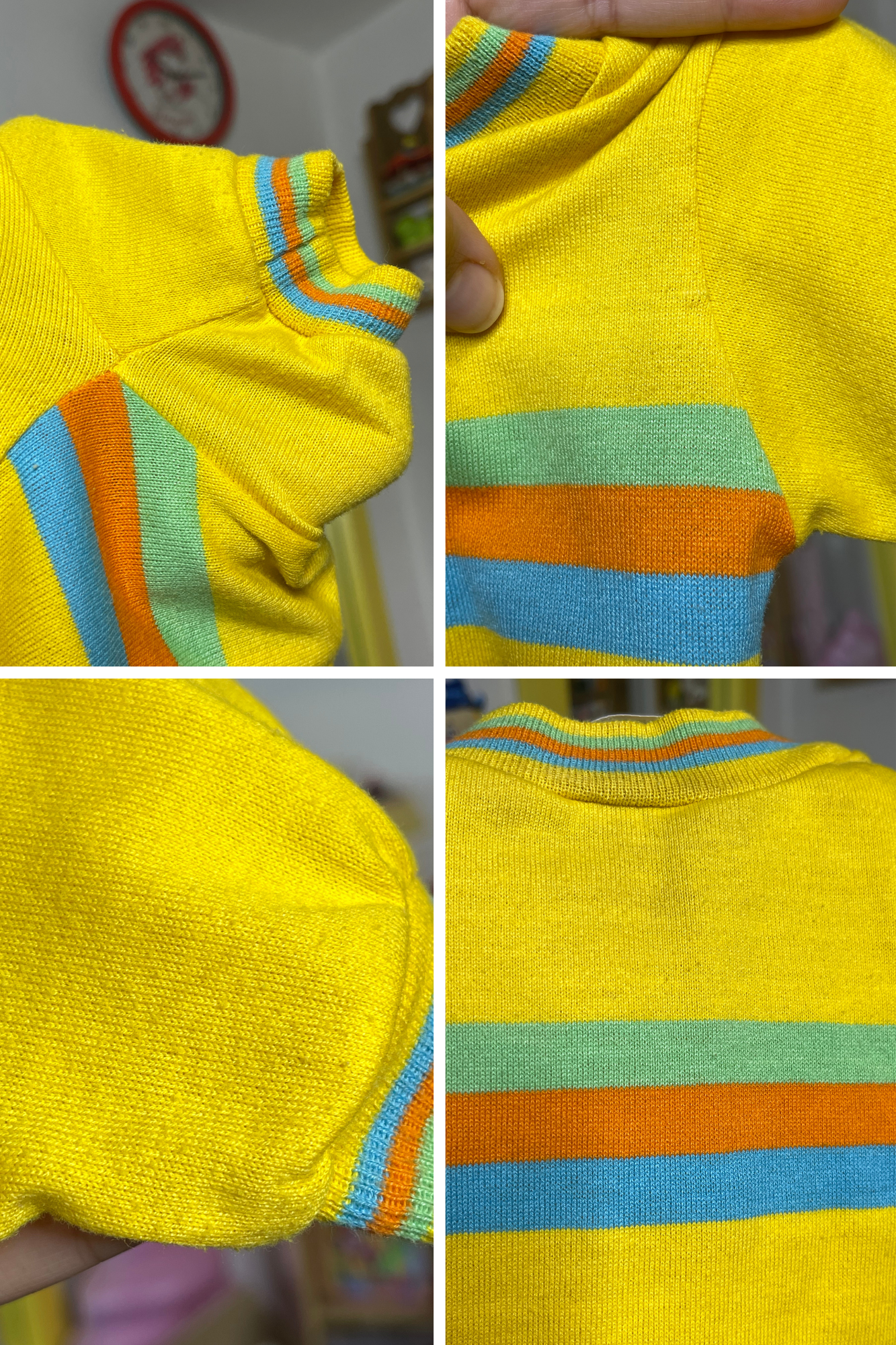 Vintage Yellow Striped Multi-Color Ringer Tee Sz 18M