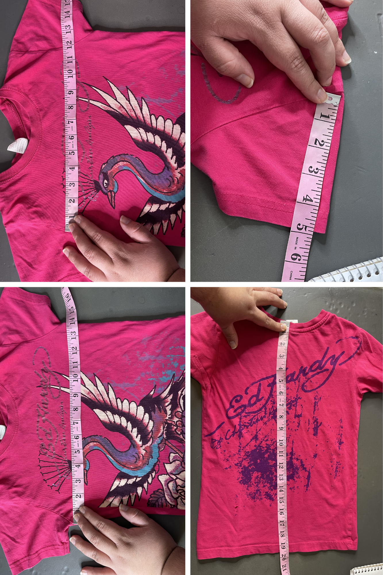 2000s Pink Ed Hardy Kids Tee Sz M