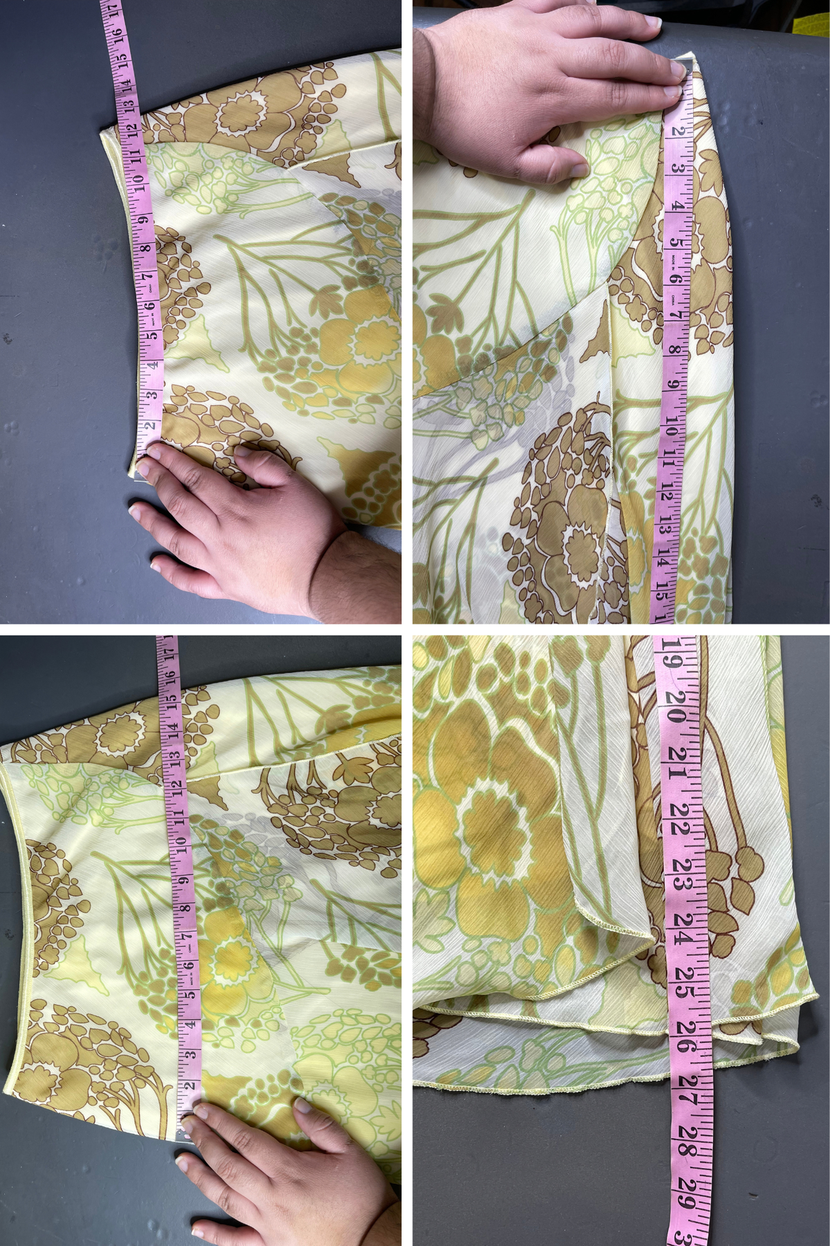 2000s Flower Print Yellow Midi Skirt Sz S/M