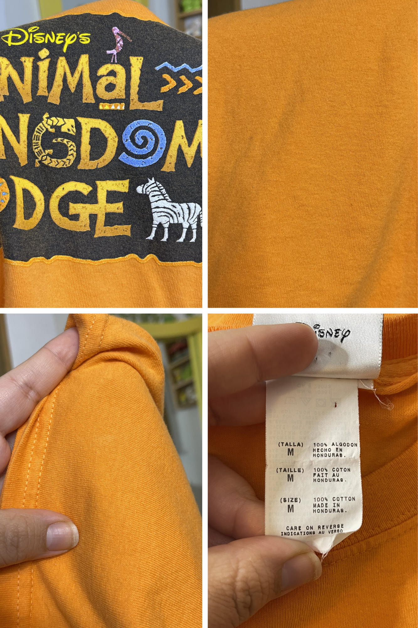 Vintage Orange Animal Kingdom Graphic Tee Sz M