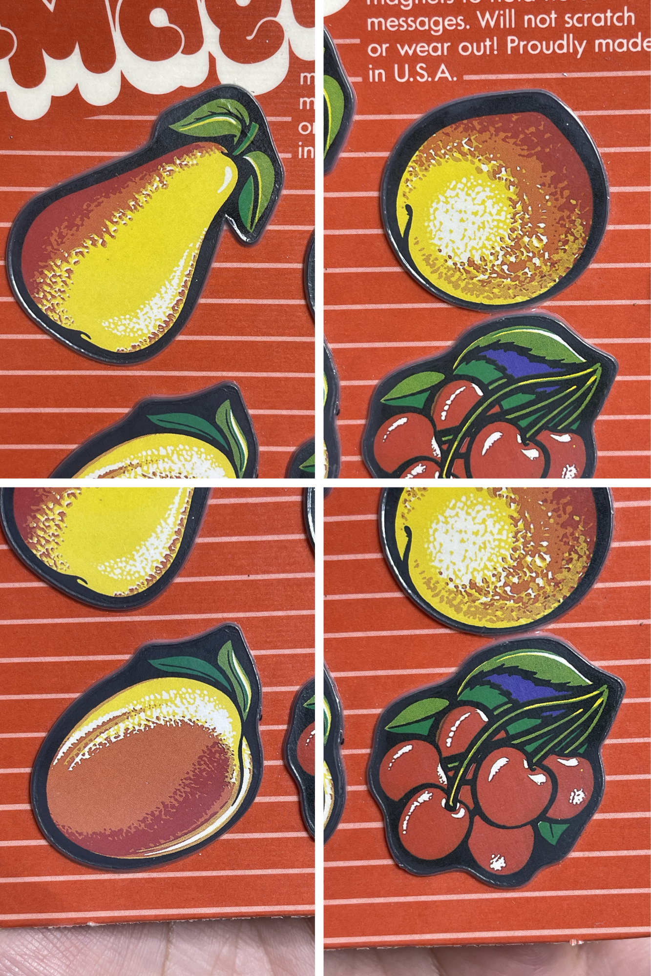 Vintage Deadstock Fruit Magnets Note Holders
