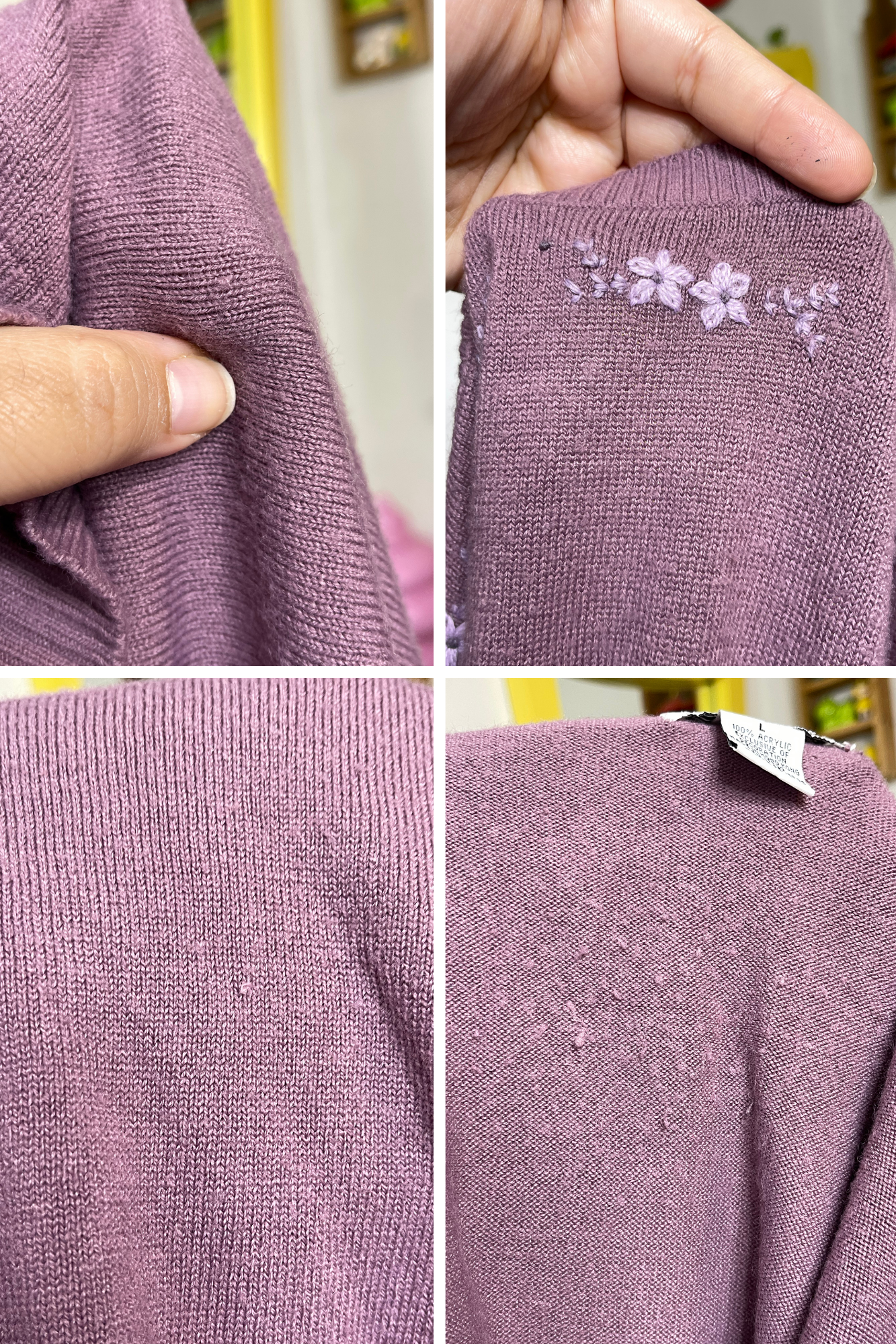 Vintage Y2K Mauve Purple Flower Knit Cami Sz L