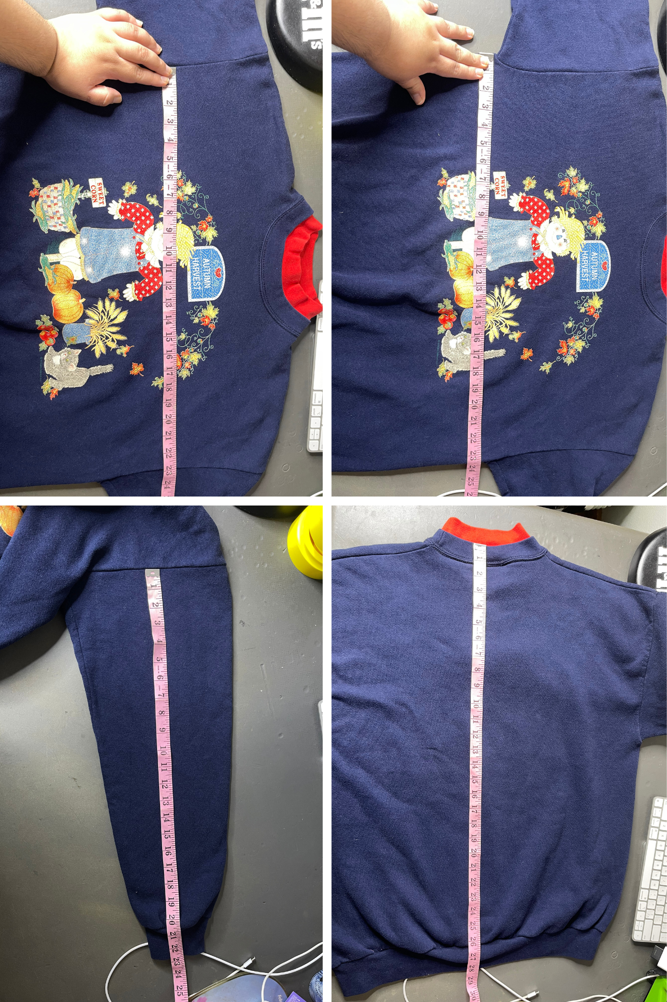Vintage 90s Fall Autumn Harvest Scarecrow Crewneck Sweater Sz XL