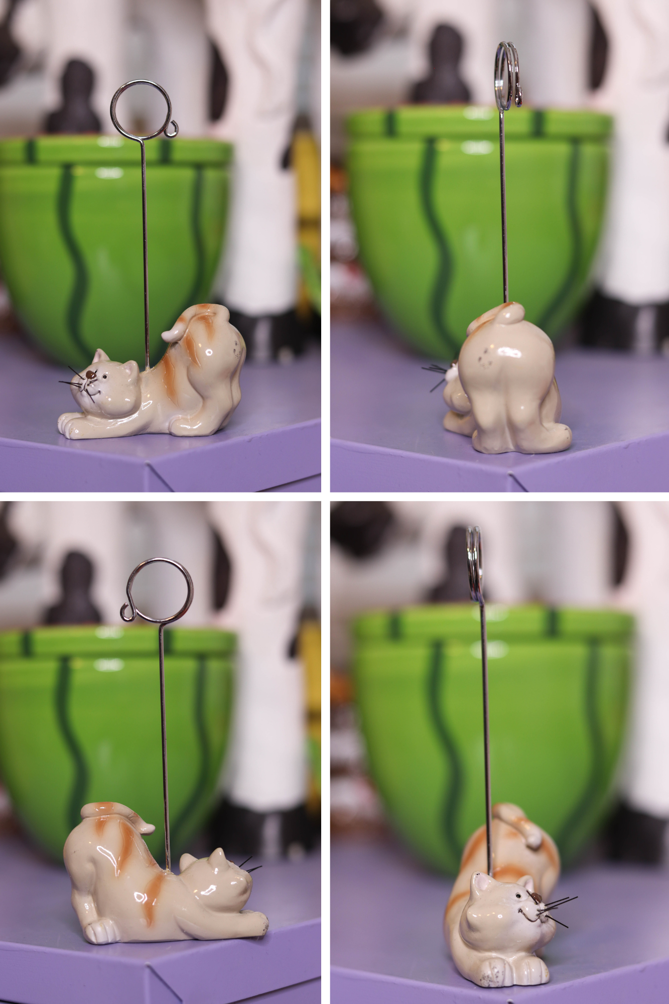 2000s Deadstock 3pc Cat Ceramic Photo Holders